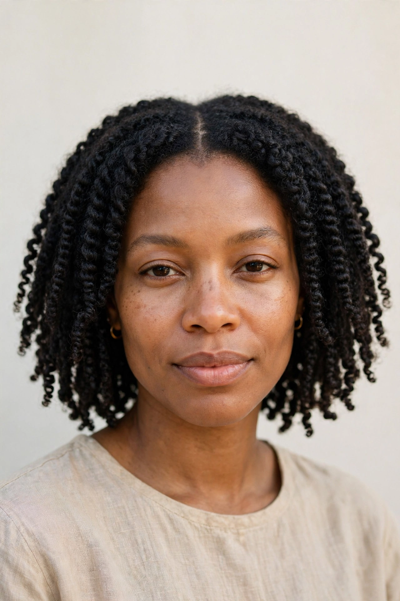 Black Chin-Length Wash and Go Finger Coils