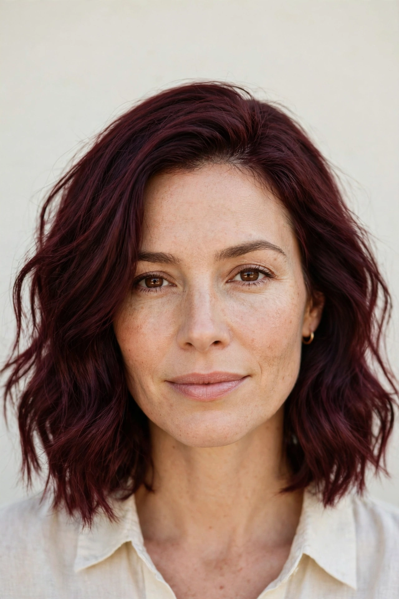 Deep Burgundy Shoulder-Length Wash and Go Waves