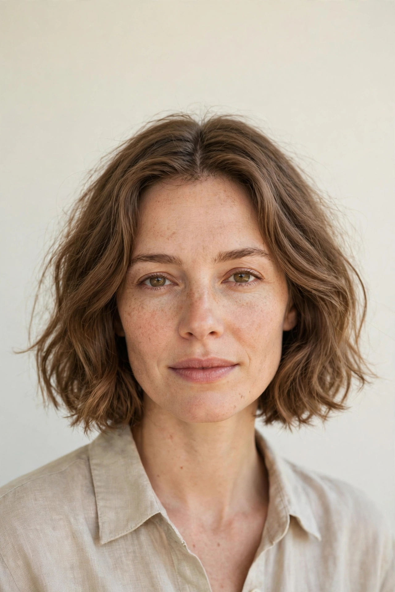 Light Brown Chin-Length Wash and Go Bob