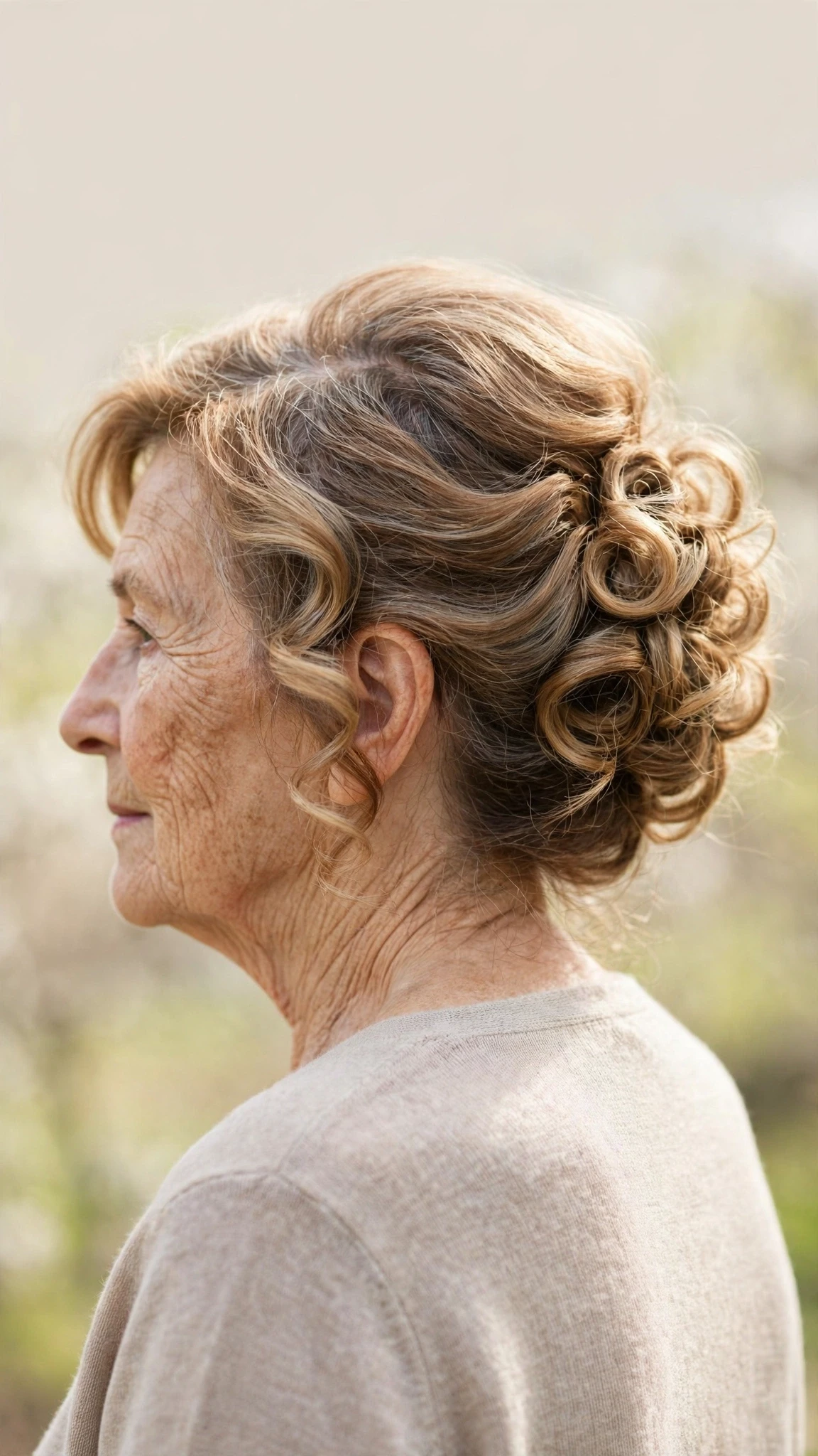 30 Spring updos for women over 70 with a soft bun and gentle volume That Are Chic, Fresh and Flattering 14 Spring Updos With A Soft Bun And Gentle Volume With Loose Romantic Curls, A Deep Side Part And Warm Caramel Tones
