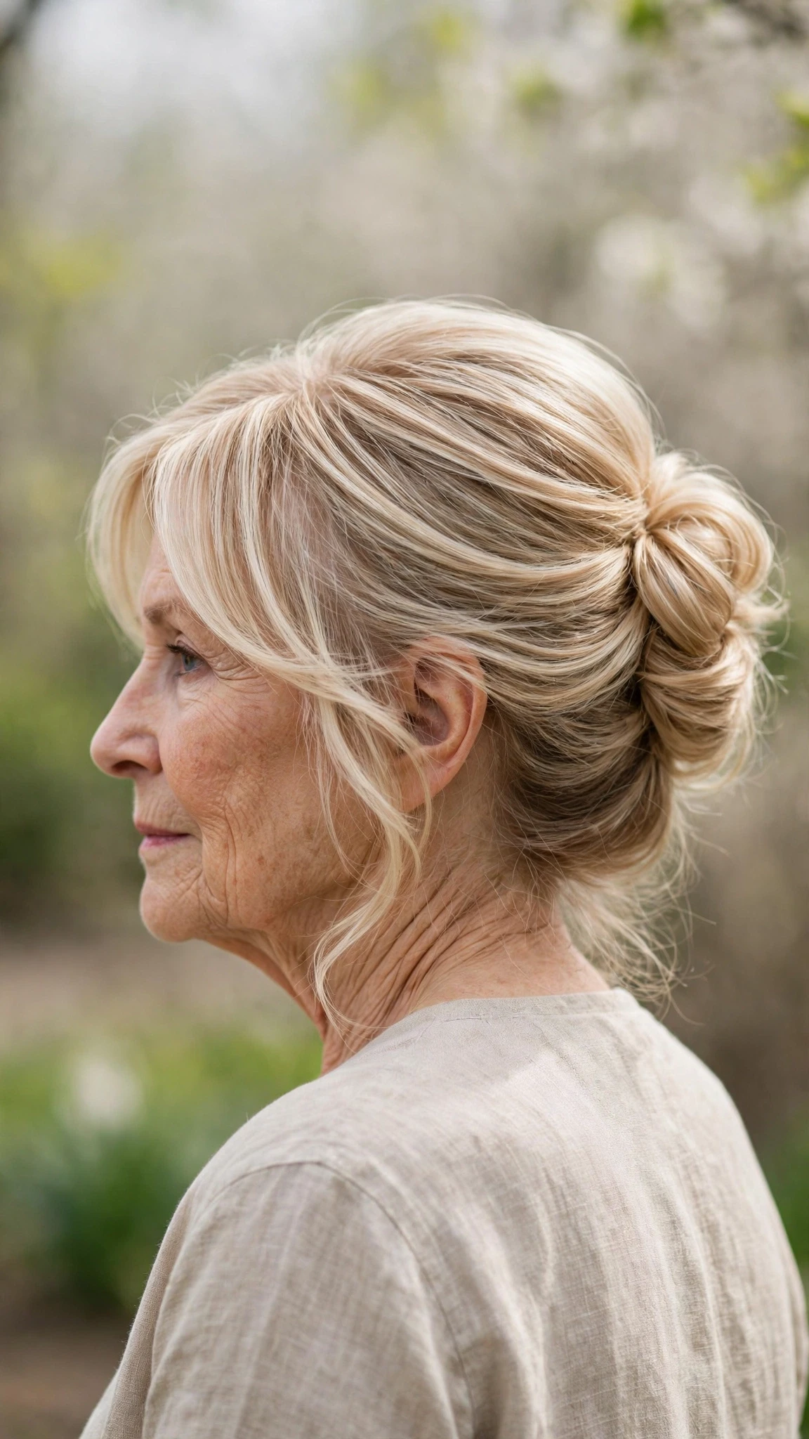 30 Spring updos for women over 70 with a soft bun and gentle volume That Are Chic, Fresh and Flattering 24 Spring Updos With A Soft Bun And Gentle Volume With Silky Smooth Strands, Face-Framing Layers And Delicate Blonde Dimension