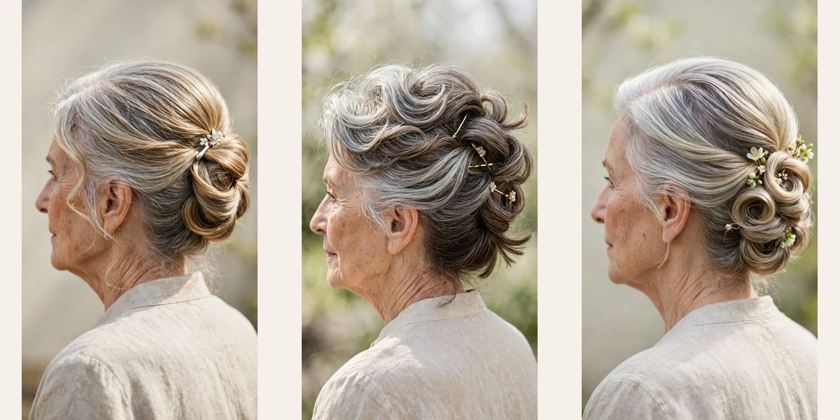 28 spring updos for women over 70 with silver hair and a polished pin finish