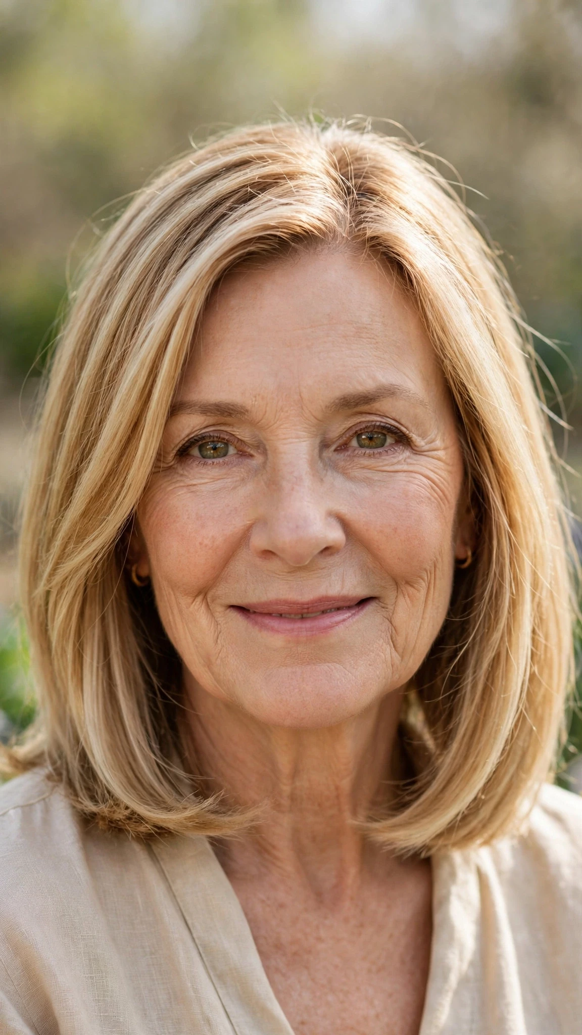50 Sun kissed highlights for women over 60 with a layered bob and warm tones That Are Chic, Fresh and Flattering 2 Sun Kissed Highlights With A Layered Bob And Warm Tones With A Sleek Straight Finish, Wispy Pieces Around The Face And Honey Blonde Shine
