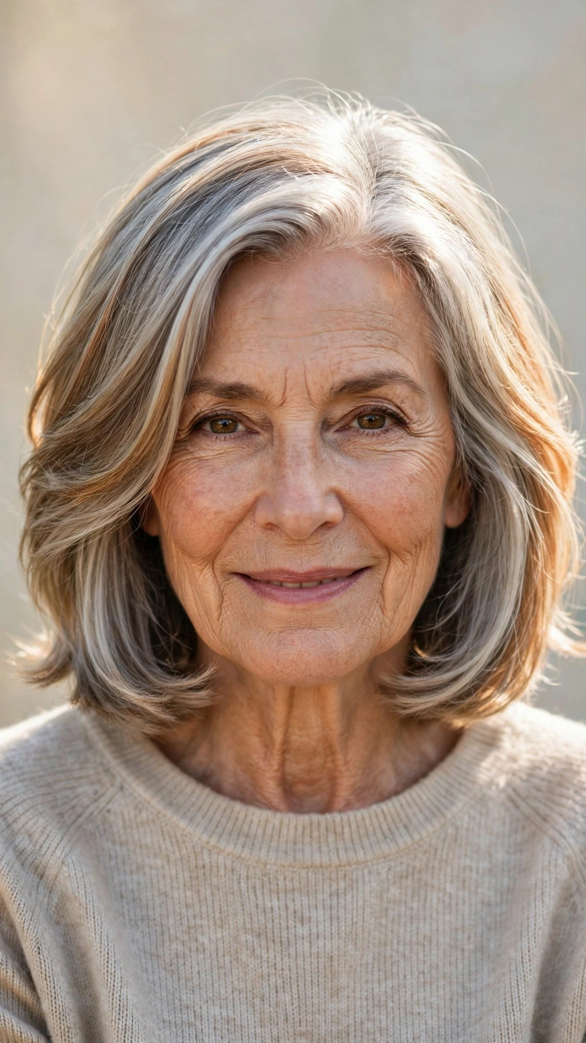 50 Sun kissed highlights for women over 60 with a layered bob and warm tones That Are Chic, Fresh and Flattering 13 Sun Kissed Highlights With A Layered Bob And Warm Tones With Silky Smooth Strands, Feathered Ends And Silver-Blended Brightness
