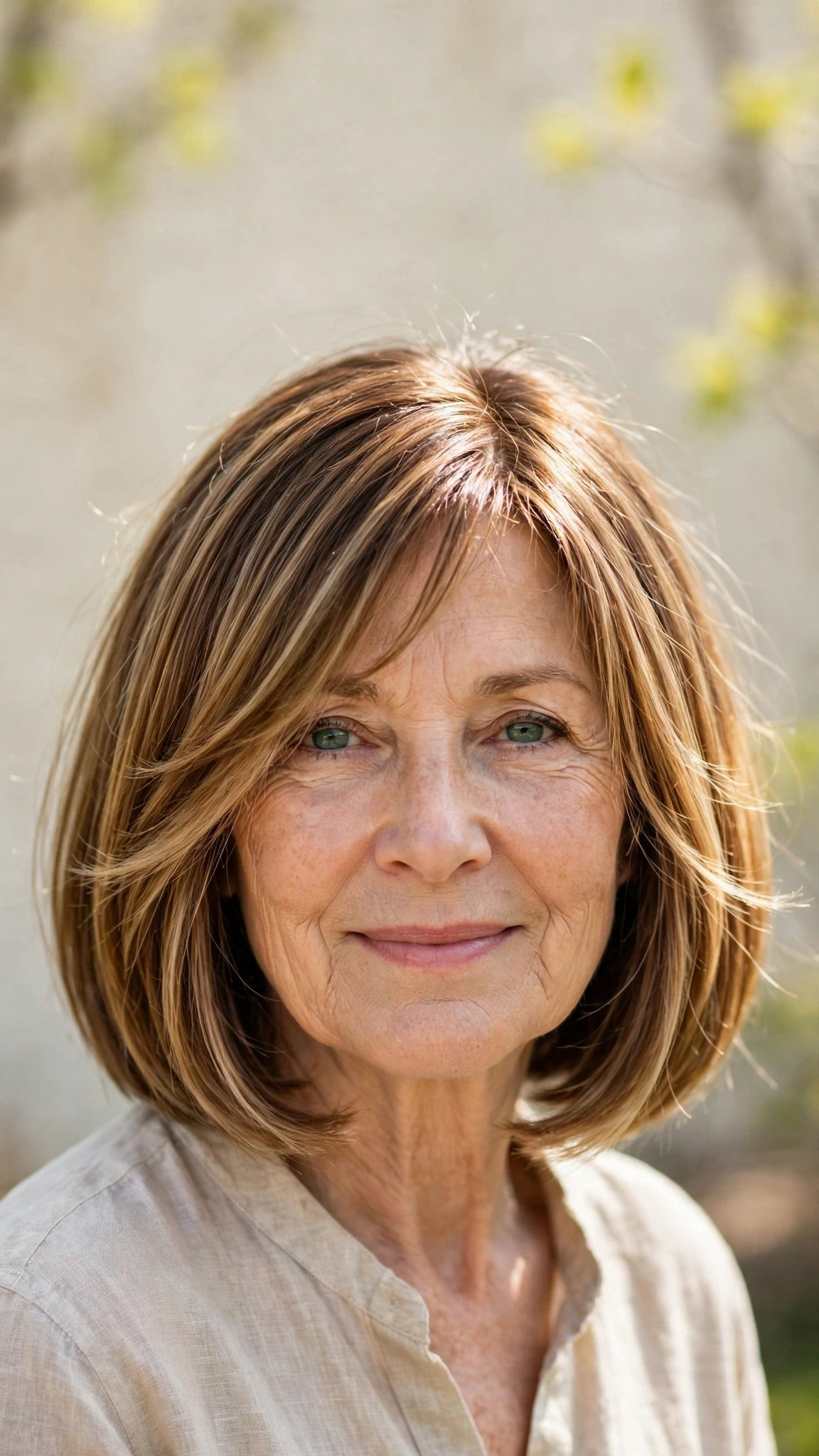 50 Sun kissed highlights for women over 60 with a layered bob and warm tones That Are Chic, Fresh and Flattering 26 Sun Kissed Highlights With A Layered Bob And Warm Tones With A Sleek Straight Finish, Wispy Pieces Around The Face And A Glossy Shine Finish
