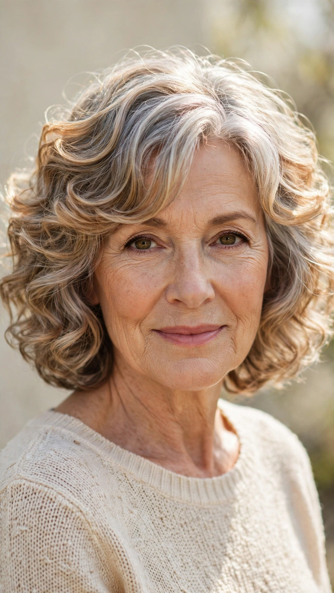 50 Sun kissed highlights for women over 60 with a layered bob and warm tones That Are Chic, Fresh and Flattering 35 Sun Kissed Highlights With A Layered Bob And Warm Tones With Loose Romantic Curls, A Soft Side-Swept Fringe And Silver-Blended Brightness