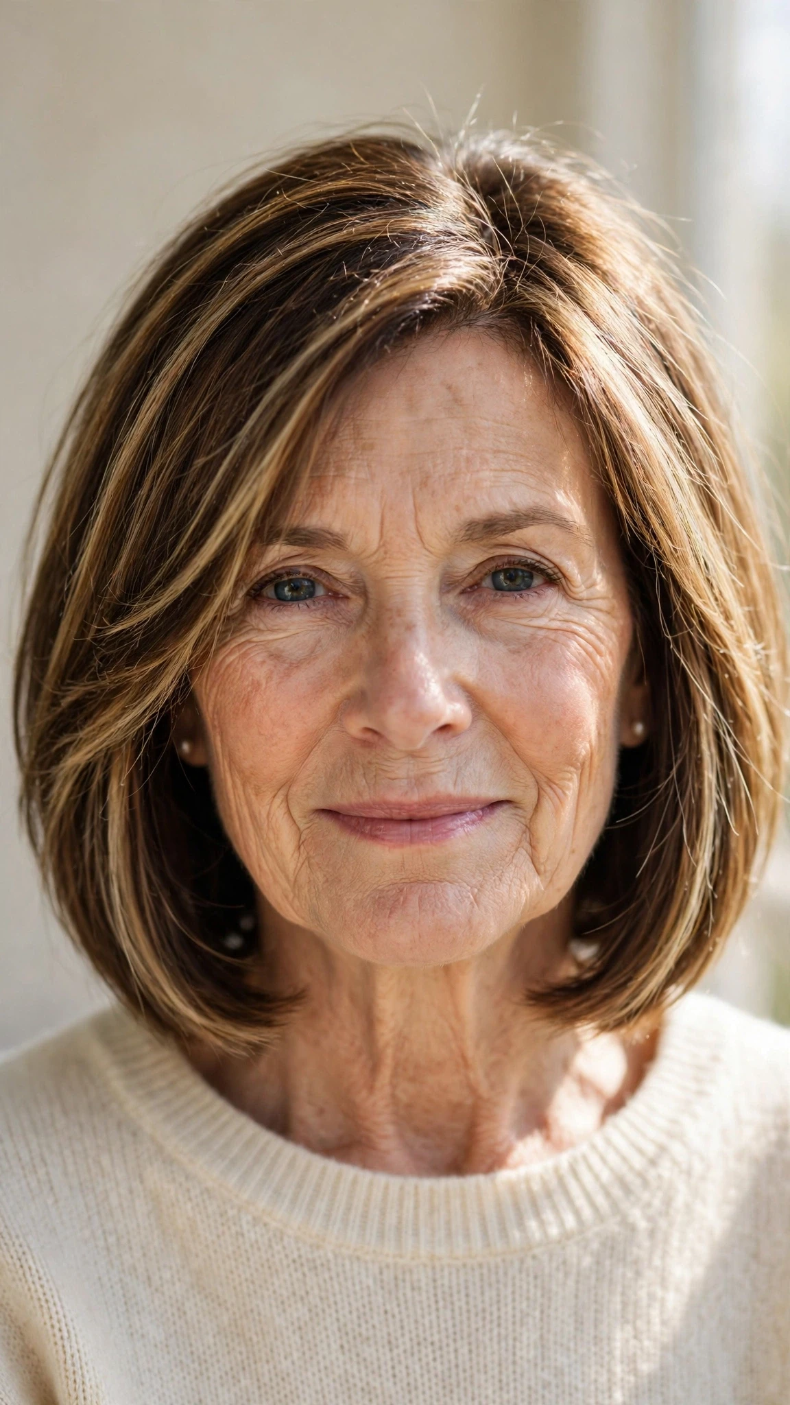 50 Sun kissed highlights for women over 60 with a layered bob and warm tones That Are Chic, Fresh and Flattering 38 Sun Kissed Highlights With A Layered Bob And Warm Tones With A Sleek Straight Finish, Wispy Pieces Around The Face And Natural Brunette Depth