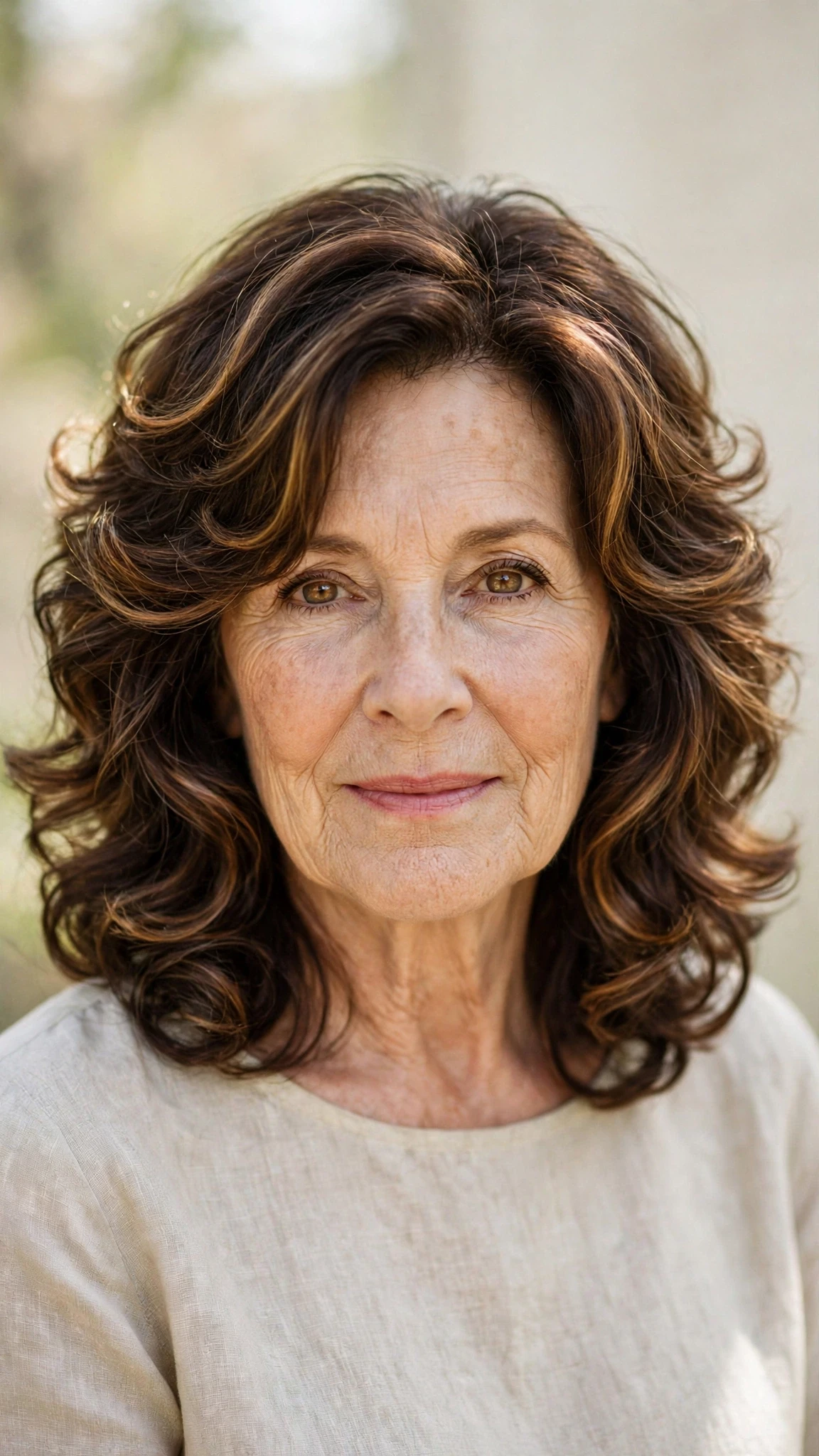 50 Sun kissed highlights for women over 60 with a layered bob and warm tones That Are Chic, Fresh and Flattering 39 Sun Kissed Highlights With A Layered Bob And Warm Tones With Loose Romantic Curls, Face-Framing Layers And Rich Chocolate Depth