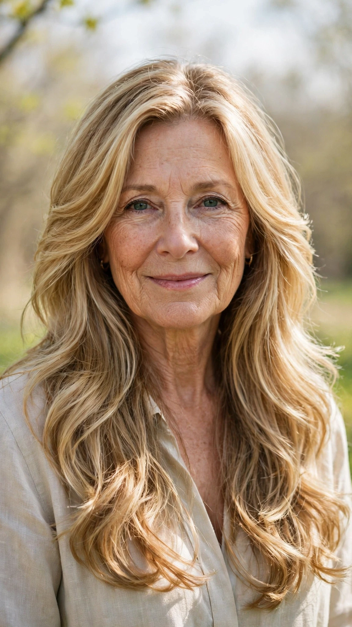 38 Sun kissed highlights for women over 60 with long hair and natural shine That Are Chic, Fresh and Flattering 2 Sun Kissed Highlights With Long Hair And Natural Shine With Soft Waves, A Layered Shape That Moves And Honey Blonde Shine
