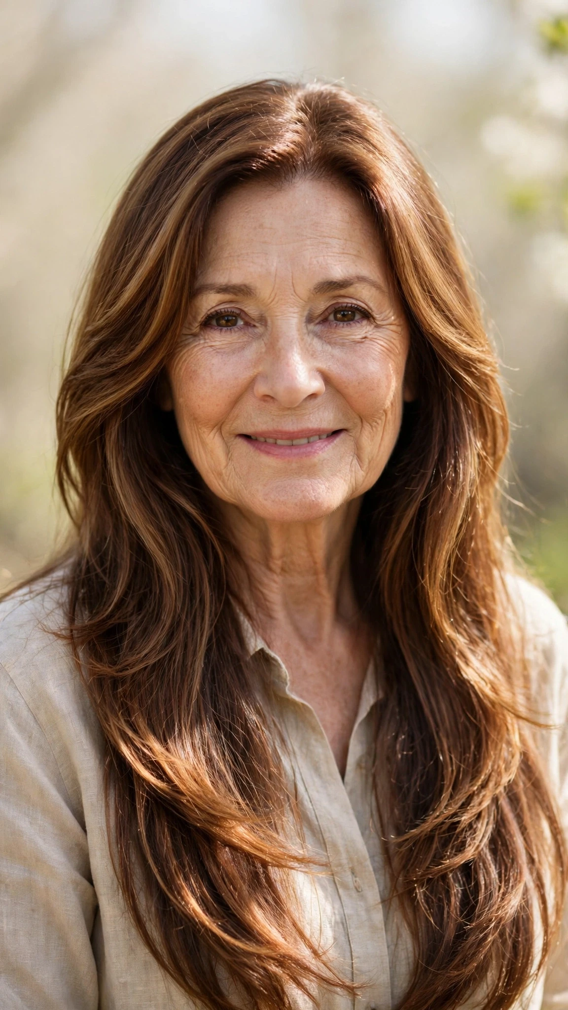 38 Sun kissed highlights for women over 60 with long hair and natural shine That Are Chic, Fresh and Flattering 8 Sun Kissed Highlights With Long Hair And Natural Shine With Smooth Glossy Lengths, Face-Framing Layers And Warm Chestnut Warmth