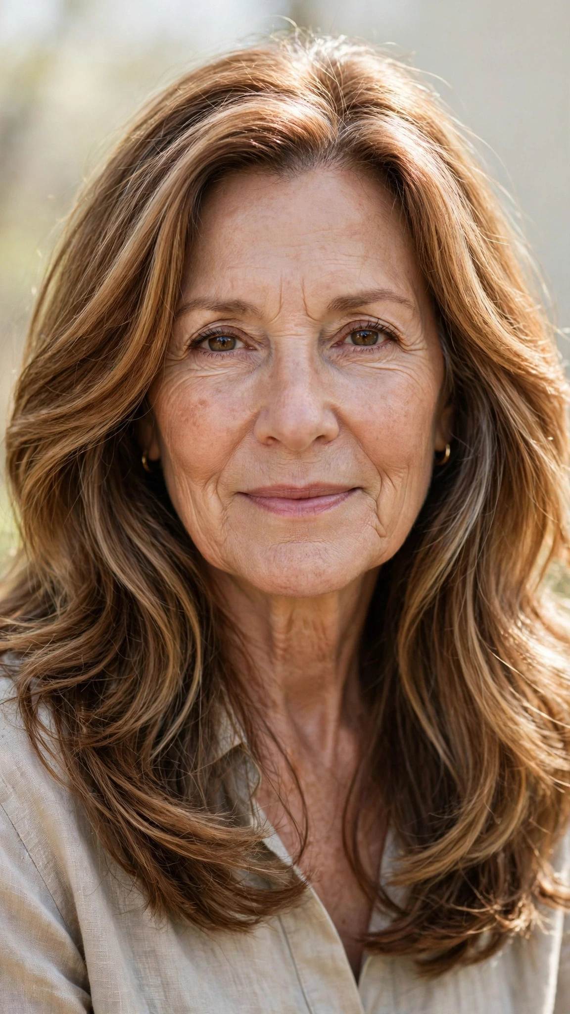 38 Sun kissed highlights for women over 60 with long hair and natural shine That Are Chic, Fresh and Flattering 9 Sun Kissed Highlights With Long Hair And Natural Shine With A Relaxed Lived-In Wave, Blunt Ends With Soft Layers And Warm Caramel Tones