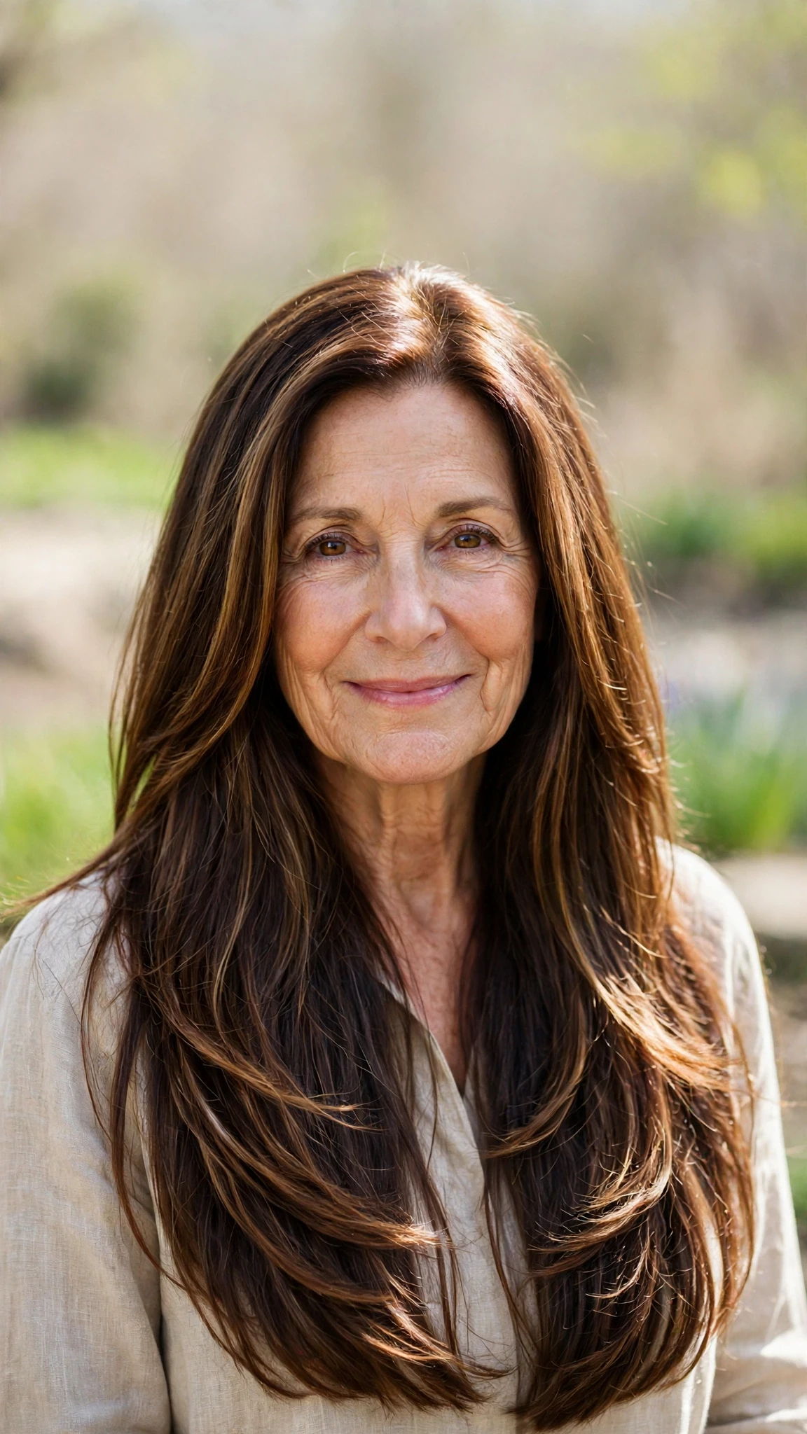 38 Sun kissed highlights for women over 60 with long hair and natural shine That Are Chic, Fresh and Flattering 12 Sun Kissed Highlights With Long Hair And Natural Shine With Smooth Glossy Lengths, Graduated Layers And Rich Chocolate Depth