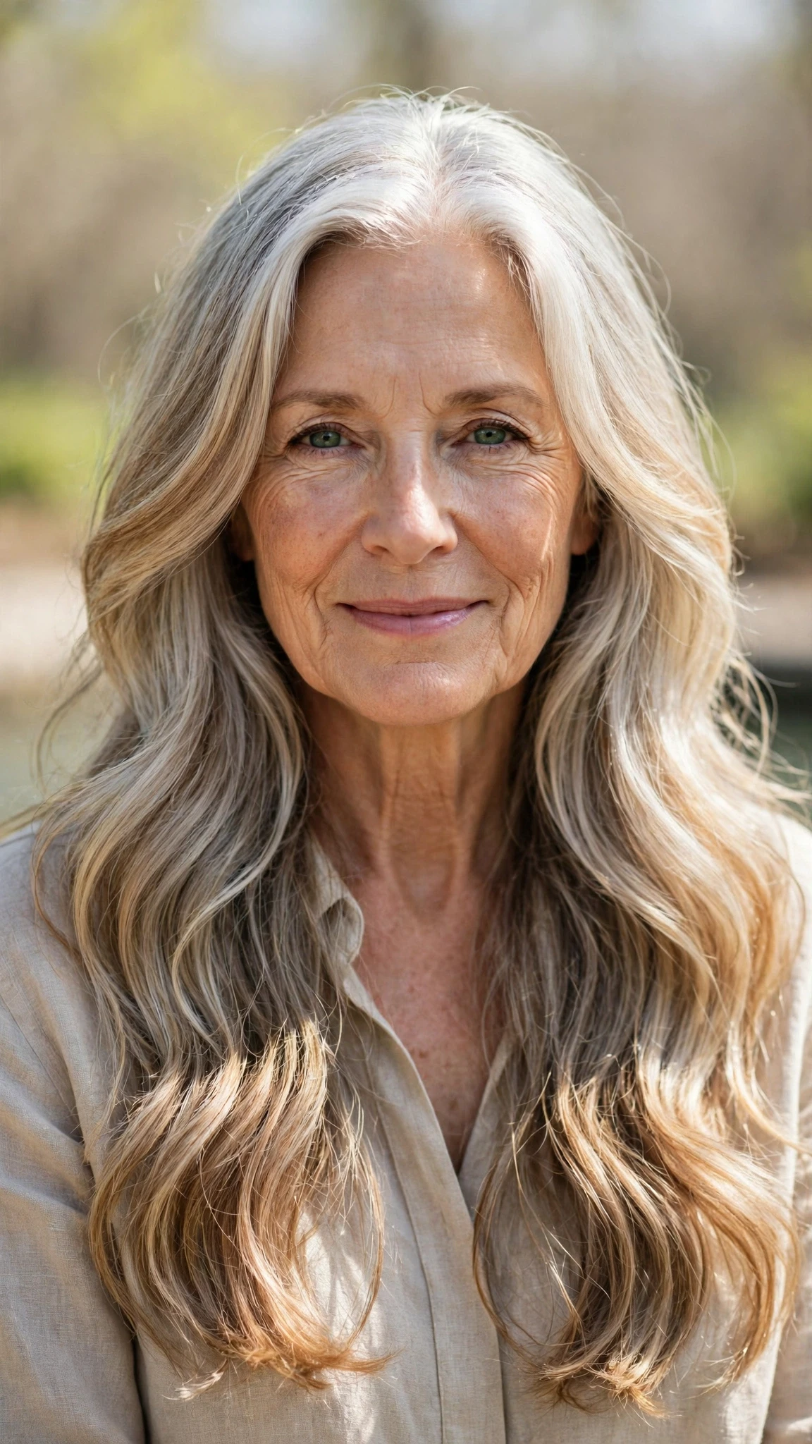 38 Sun kissed highlights for women over 60 with long hair and natural shine That Are Chic, Fresh and Flattering 13 Sun Kissed Highlights With Long Hair And Natural Shine With A Relaxed Lived-In Wave, Long Soft Layers And Silver-Blended Brightness
