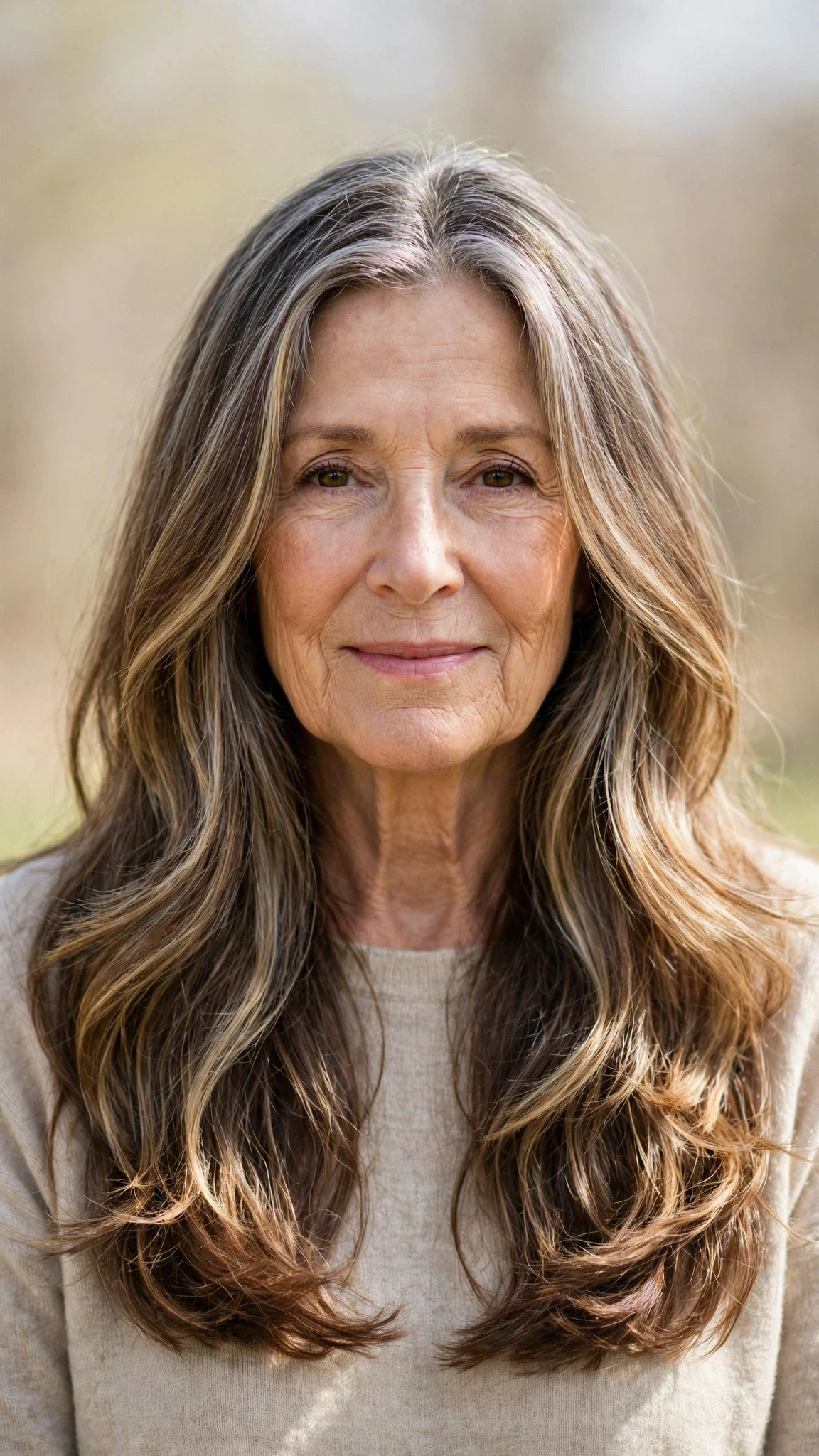 38 Sun kissed highlights for women over 60 with long hair and natural shine That Are Chic, Fresh and Flattering 21 Sun Kissed Highlights With Long Hair And Natural Shine With A Relaxed Lived-In Wave, Blunt Ends With Soft Layers And A Glossy Shine Finish