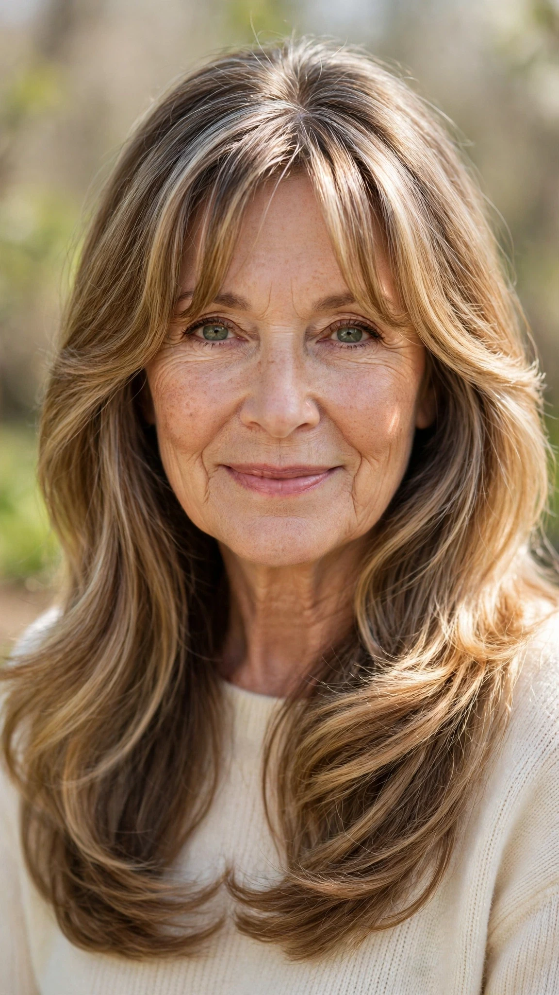 38 Sun kissed highlights for women over 60 with long hair and natural shine That Are Chic, Fresh and Flattering 23 Sun Kissed Highlights With Long Hair And Natural Shine With A Polished Blowout, Curtain Pieces And Soft Golden Pieces