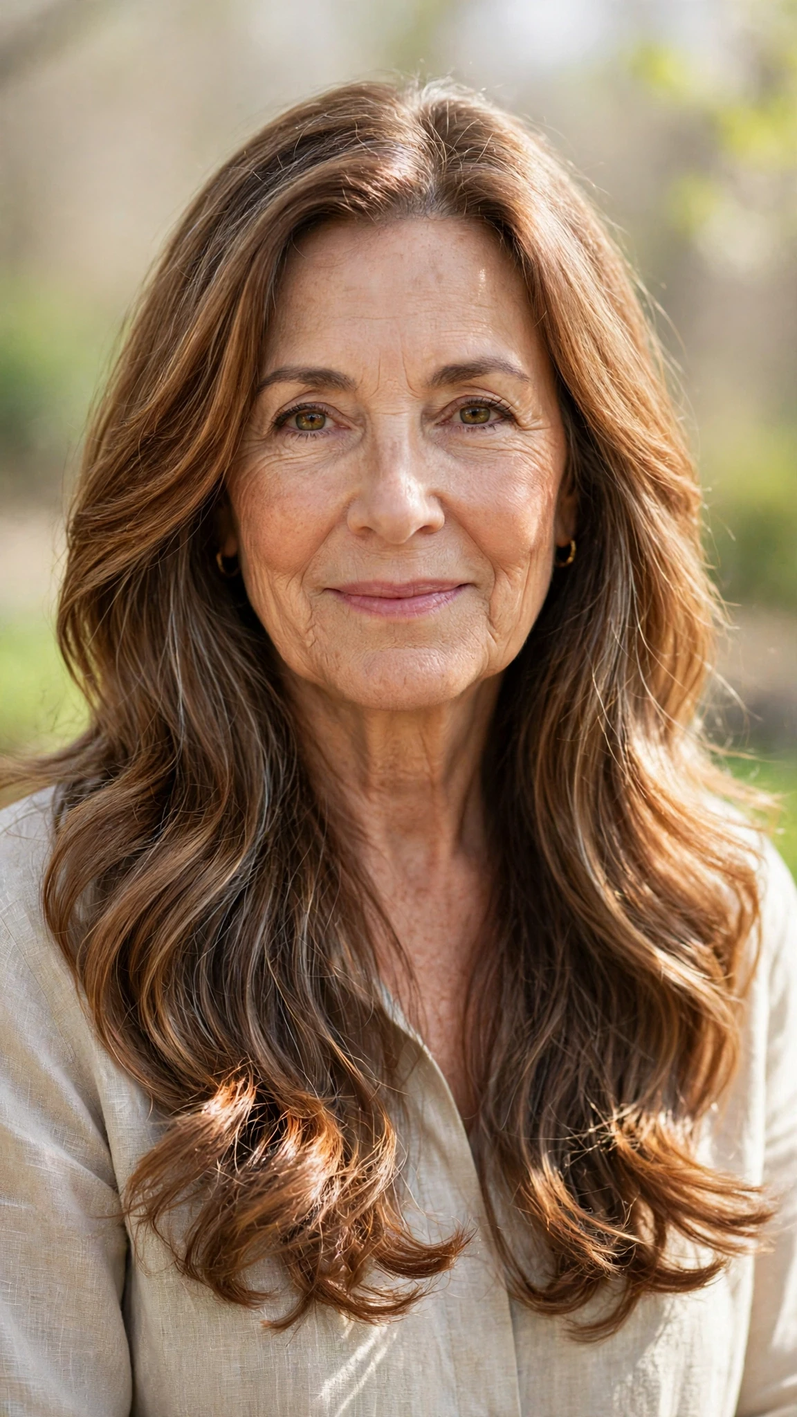 38 Sun kissed highlights for women over 60 with long hair and natural shine That Are Chic, Fresh and Flattering 30 Sun Kissed Highlights With Long Hair And Natural Shine With Soft Waves, Feathered Ends And Warm Chestnut Warmth