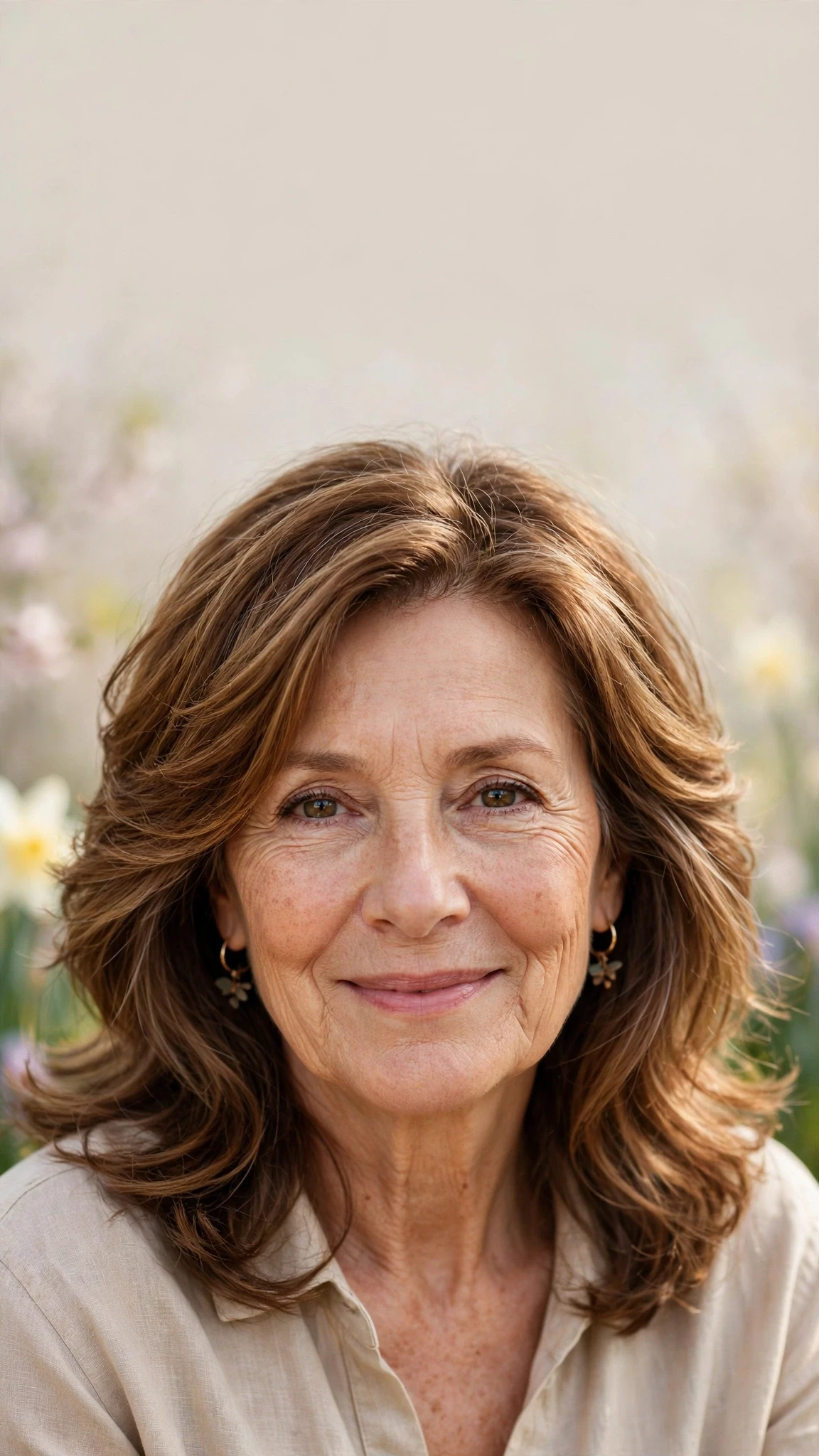 Sun Kissed Highlights Hairstyles For Easter With A Fresh Cut With Soft Waves, A Layered Shape That Moves And Warm Chestnut Warmth