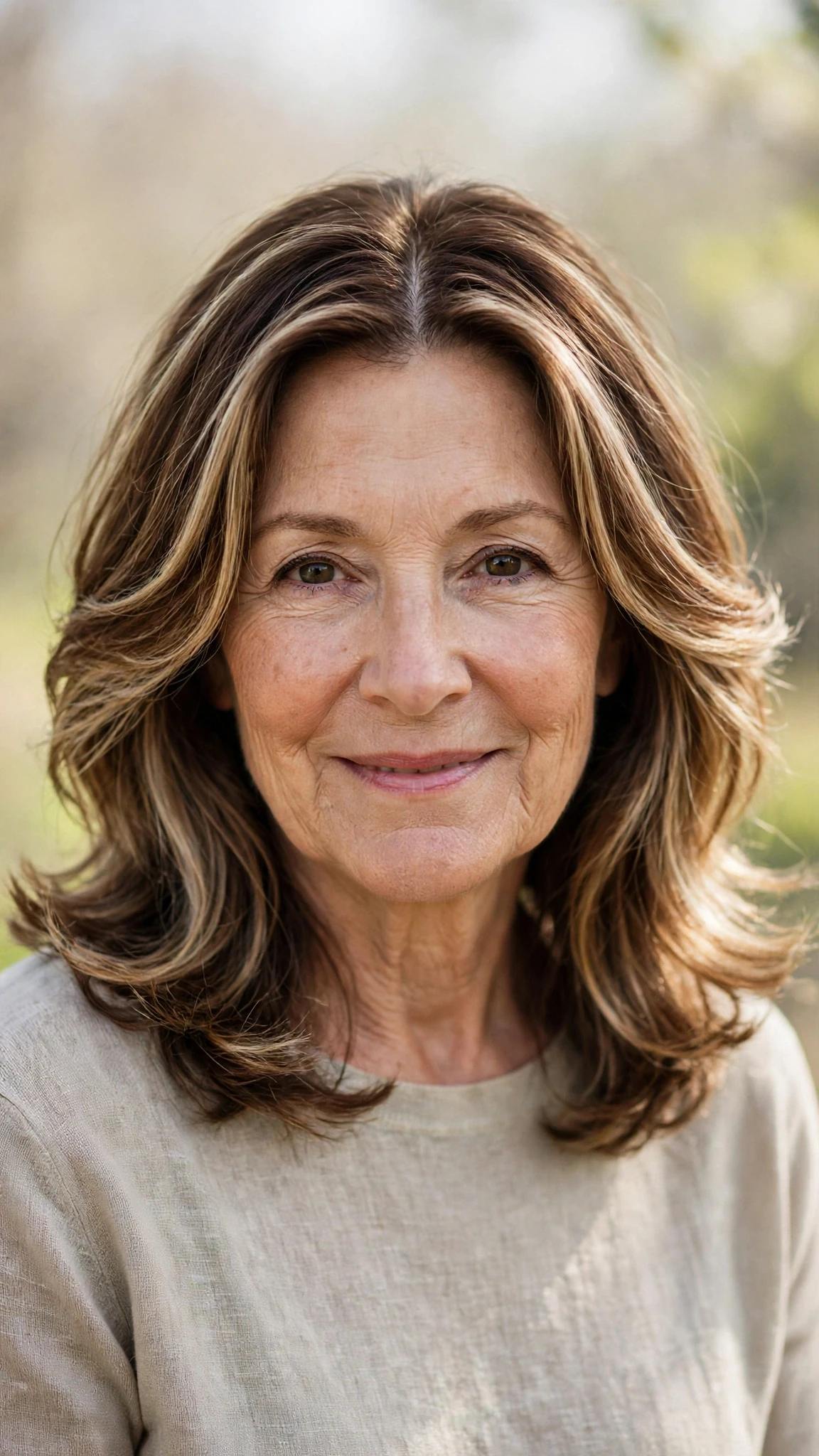 Sun Kissed Highlights Hairstyles For Spring With Soft Blonde Pieces With Soft Bends And Flicked Ends, A Centre Part With Soft Layers And Rich Chocolate Depth