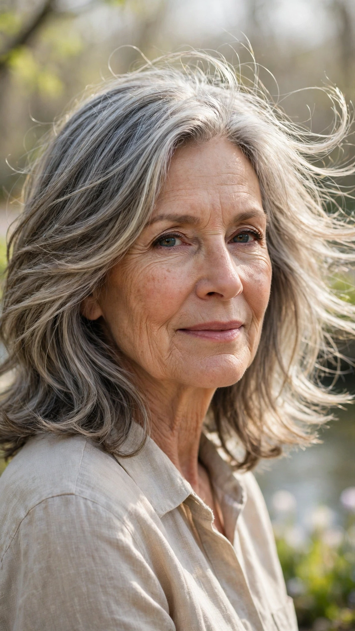 Sun Kissed Highlights Hairstyles With Grey Blending And Light Pieces With Delicate Natural Movement, Subtle Internal Layers And Cool Ash Softness