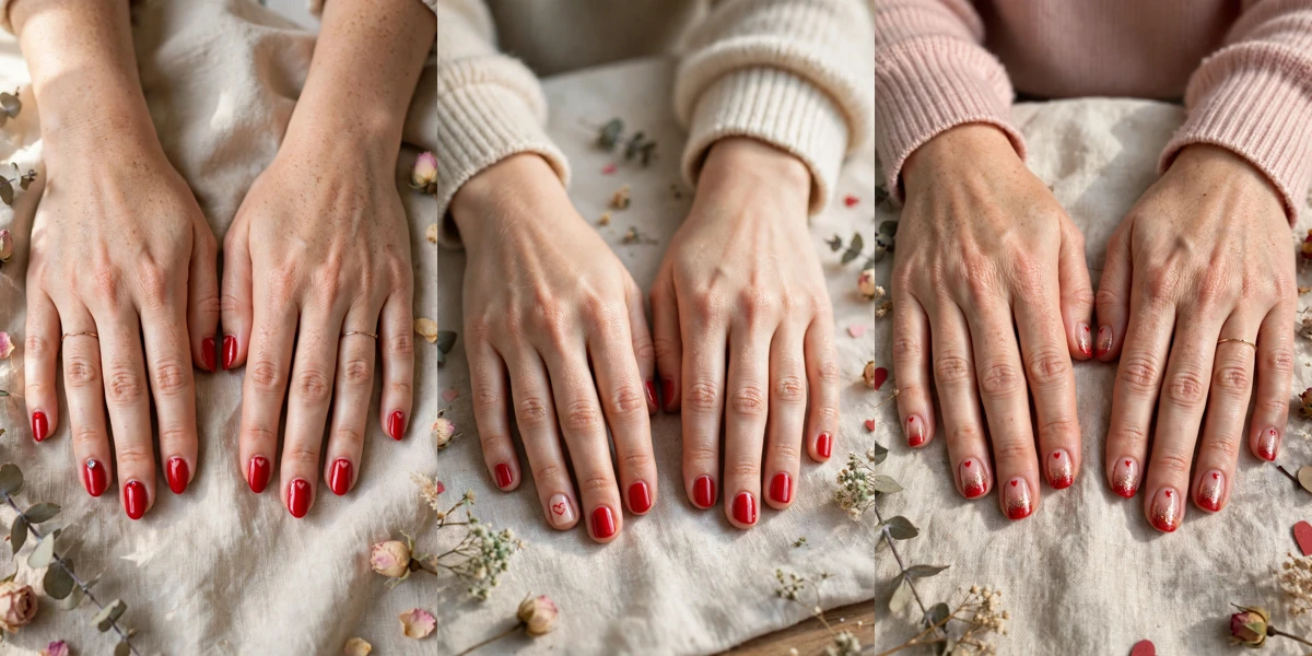 30 Tiny Red Heart Short Nails for Valentine Everyday Wear That Are Chic, Pretty and Easy to Wear