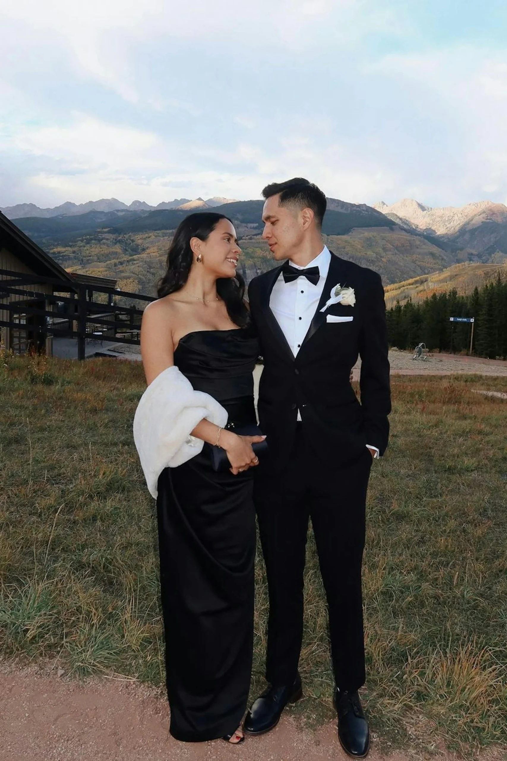 Silver Grey Tuxedo Dress with A Tailored Coat