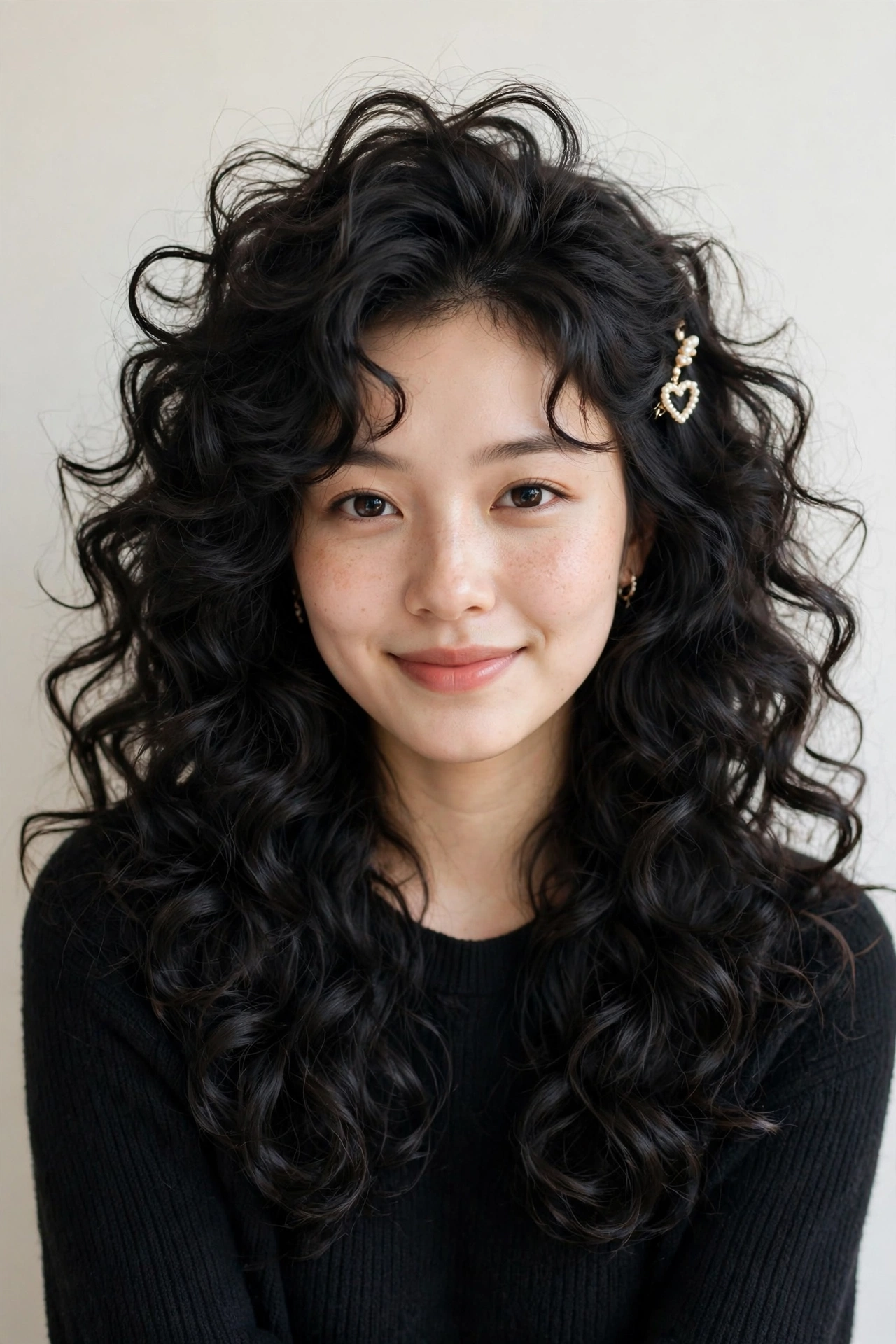 20 Valentine Date Night Hairstyles for Women in Their 20s with Bouncy Curls That Are Romantic, Chic and Easy to Wear 3 Valentine Date Night Hairstyles with Bouncy Curls in soft black with a voluminous at the roots finish