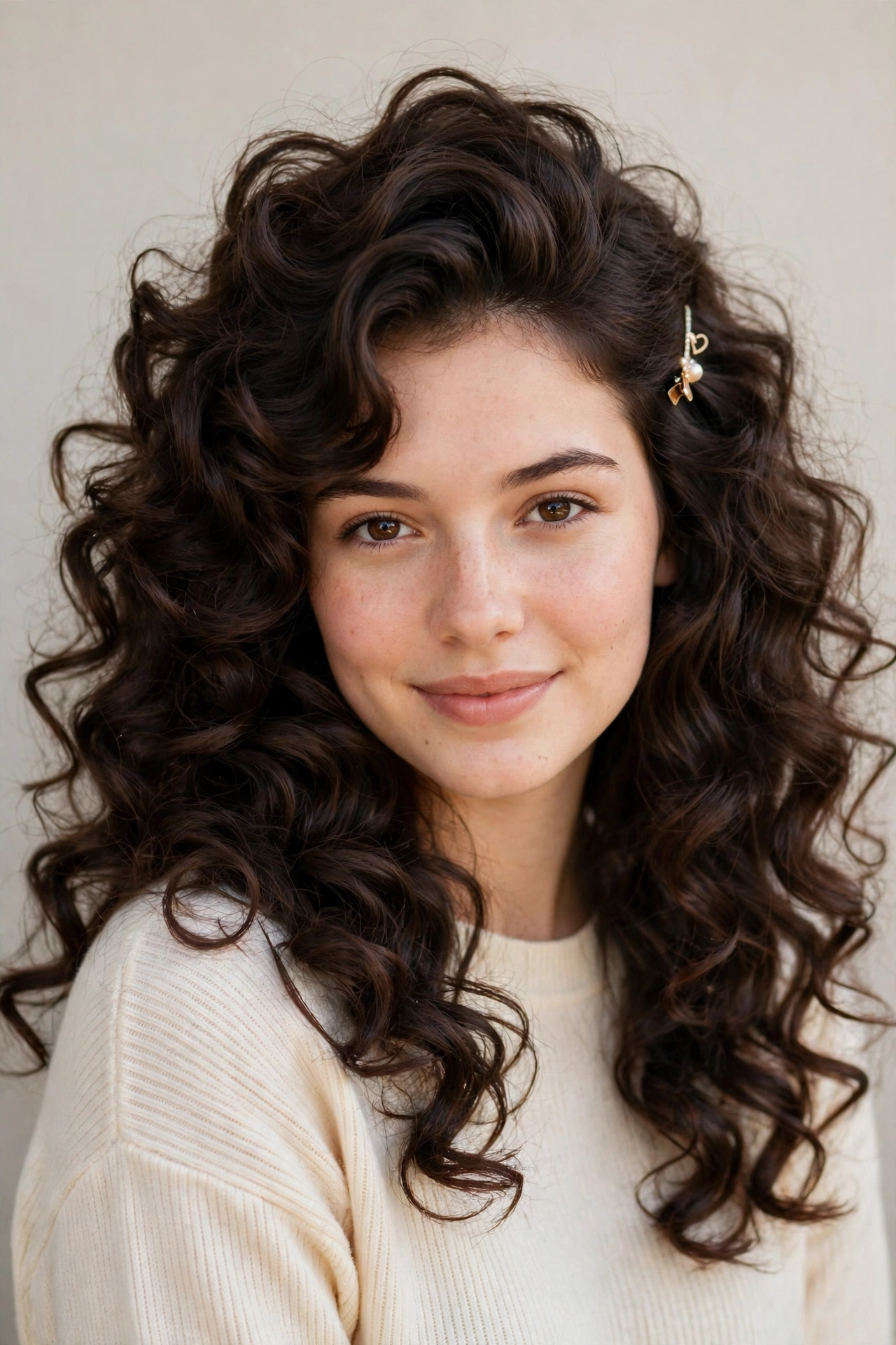 20 Valentine Date Night Hairstyles for Women in Their 20s with Bouncy Curls That Are Romantic, Chic and Easy to Wear 11 Valentine Date Night Hairstyles with Bouncy Curls in dark chocolate with a voluminous at the roots finish