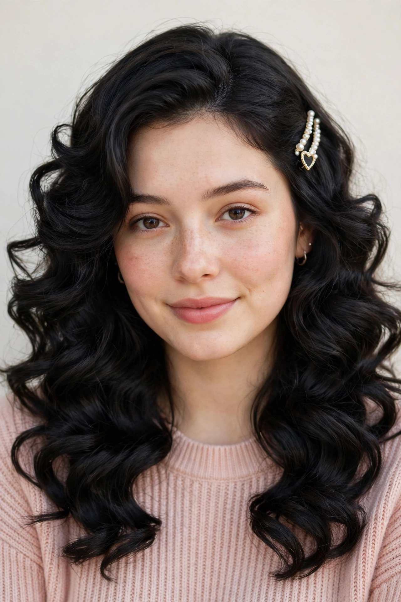 20 Valentine Date Night Hairstyles for Women in Their 20s with Bouncy Curls That Are Romantic, Chic and Easy to Wear 15 Valentine Date Night Hairstyles with Bouncy Curls in soft black with a smooth and polished finish