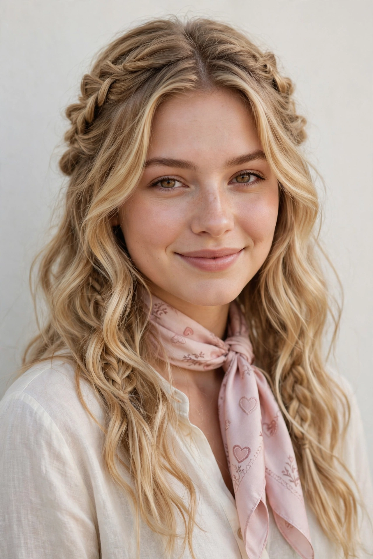 Valentine Date Night Hairstyles with Soft Braided Pieces in honey blonde with a softly textured finish