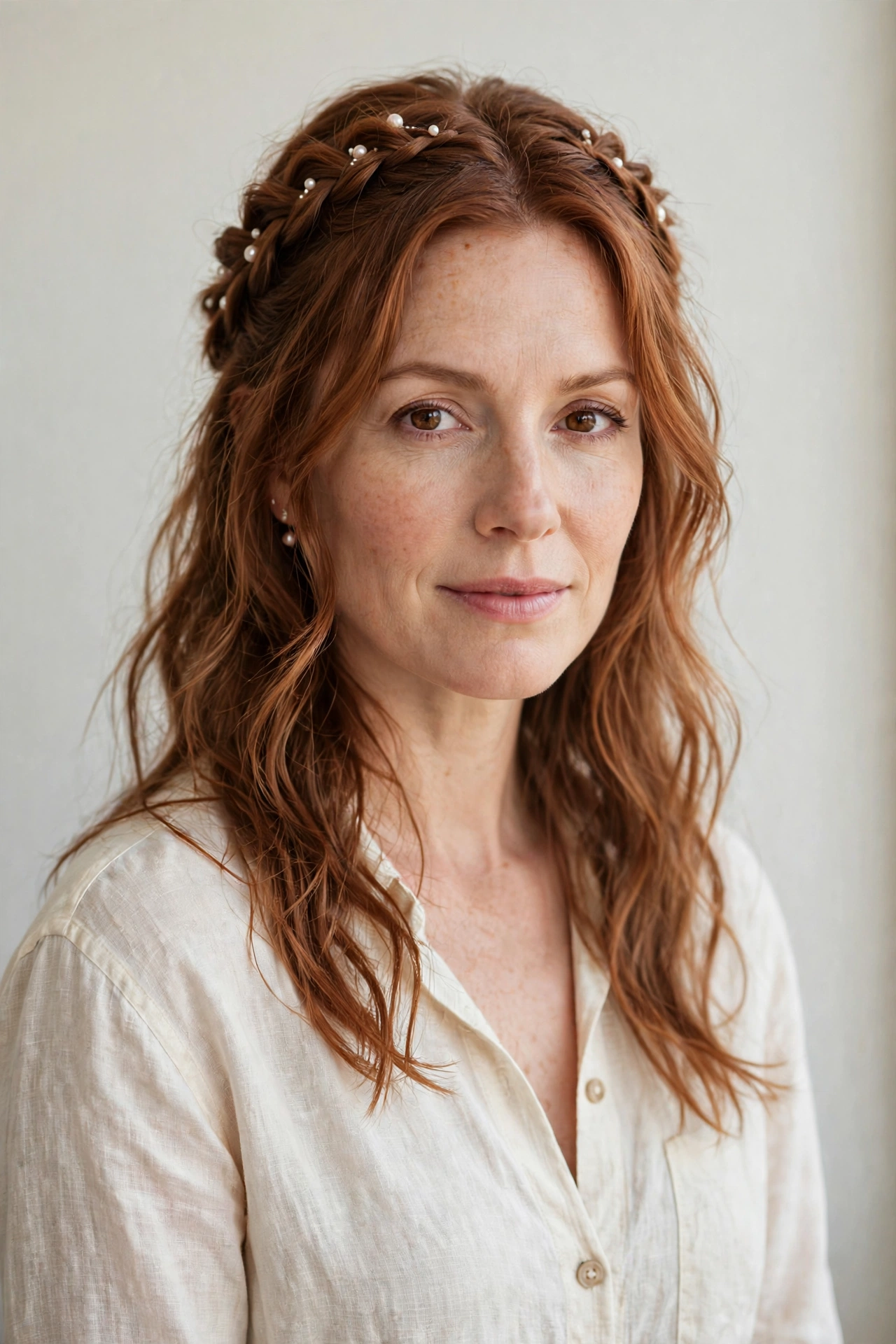 28 Valentine Half Up Hairstyles for Women in Their 30s with a Braided Top Section That Are Romantic, Chic and Easy to Wear 3 Valentine Half Up Hairstyles with a Braided Top Section in soft auburn with a gently tousled finish