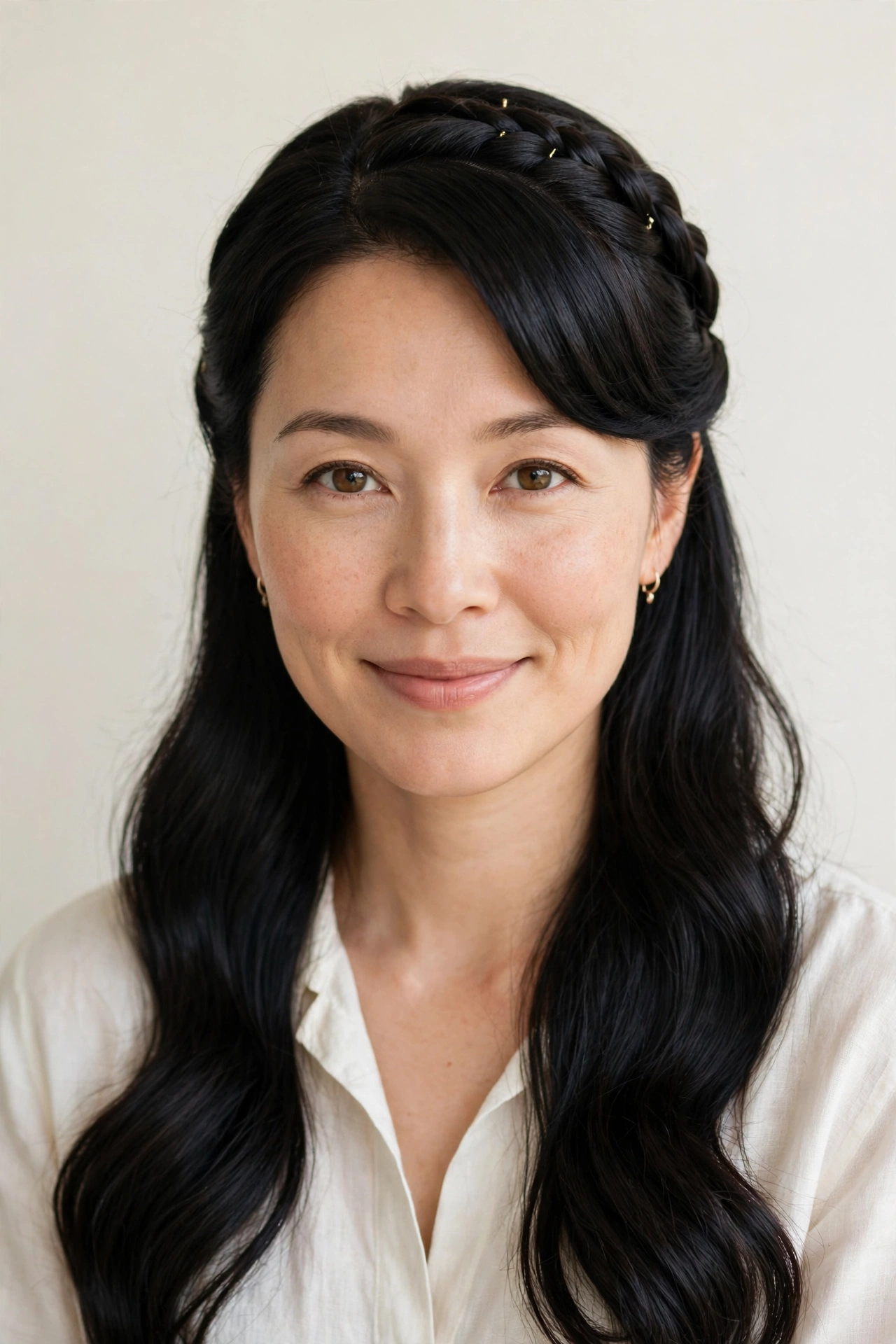 28 Valentine Half Up Hairstyles for Women in Their 30s with a Braided Top Section That Are Romantic, Chic and Easy to Wear 21 Valentine Half Up Hairstyles with a Braided Top Section in soft black with a smooth and polished finish