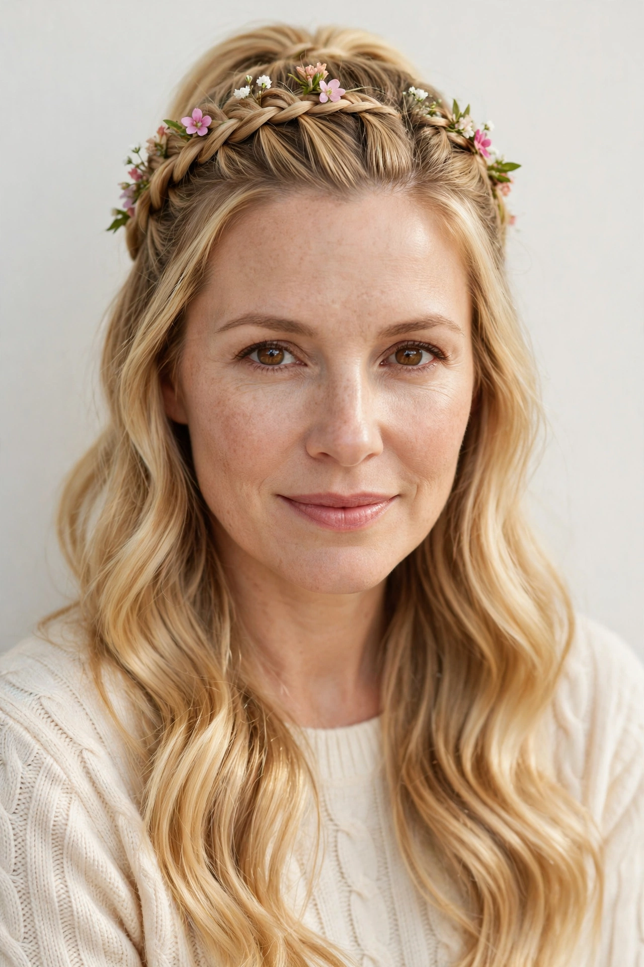 28 Valentine Half Up Hairstyles for Women in Their 30s with a Braided Top Section That Are Romantic, Chic and Easy to Wear 23 Valentine Half Up Hairstyles with a Braided Top Section in golden blonde with a glossy and neat finish