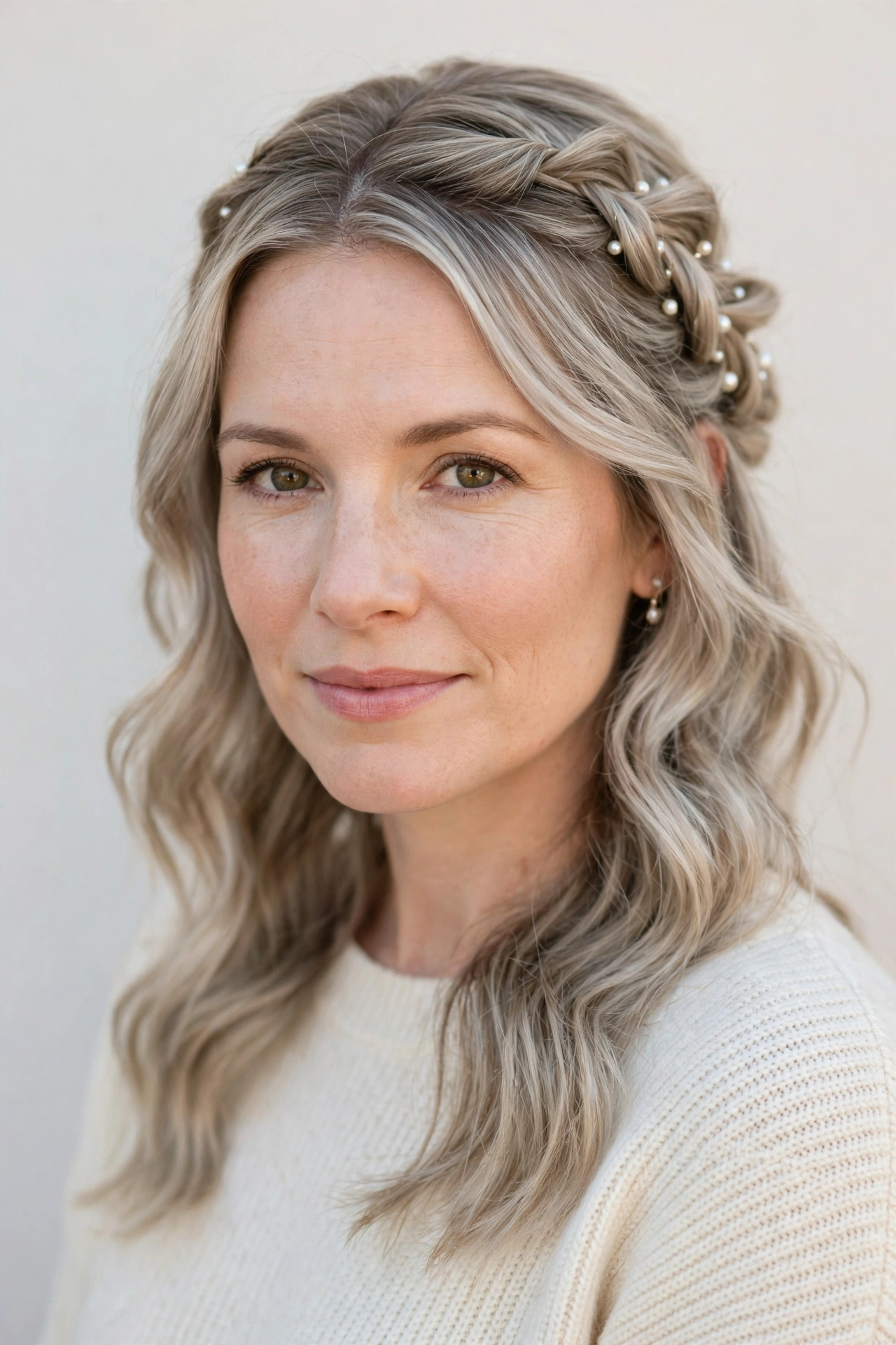 22 Valentine Half Up Hairstyles for Women in Their 30s with Twisted Sections That Are Romantic, Chic and Easy to Wear 3 Valentine Half Up Hairstyles with Twisted Sections in ash blonde with a softly textured finish