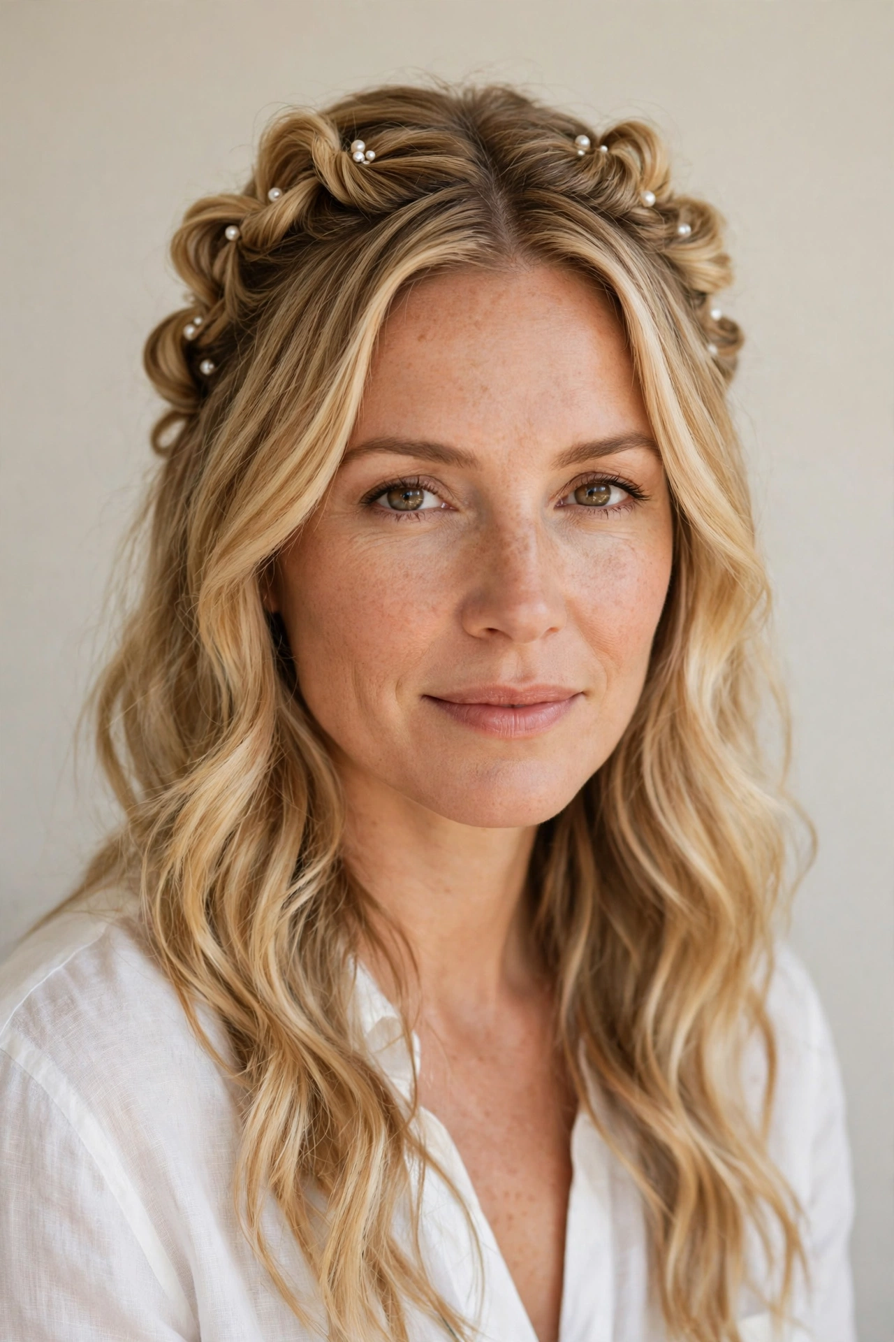 22 Valentine Half Up Hairstyles for Women in Their 30s with Twisted Sections That Are Romantic, Chic and Easy to Wear 11 Valentine Half Up Hairstyles with Twisted Sections in honey blonde with a softly textured finish
