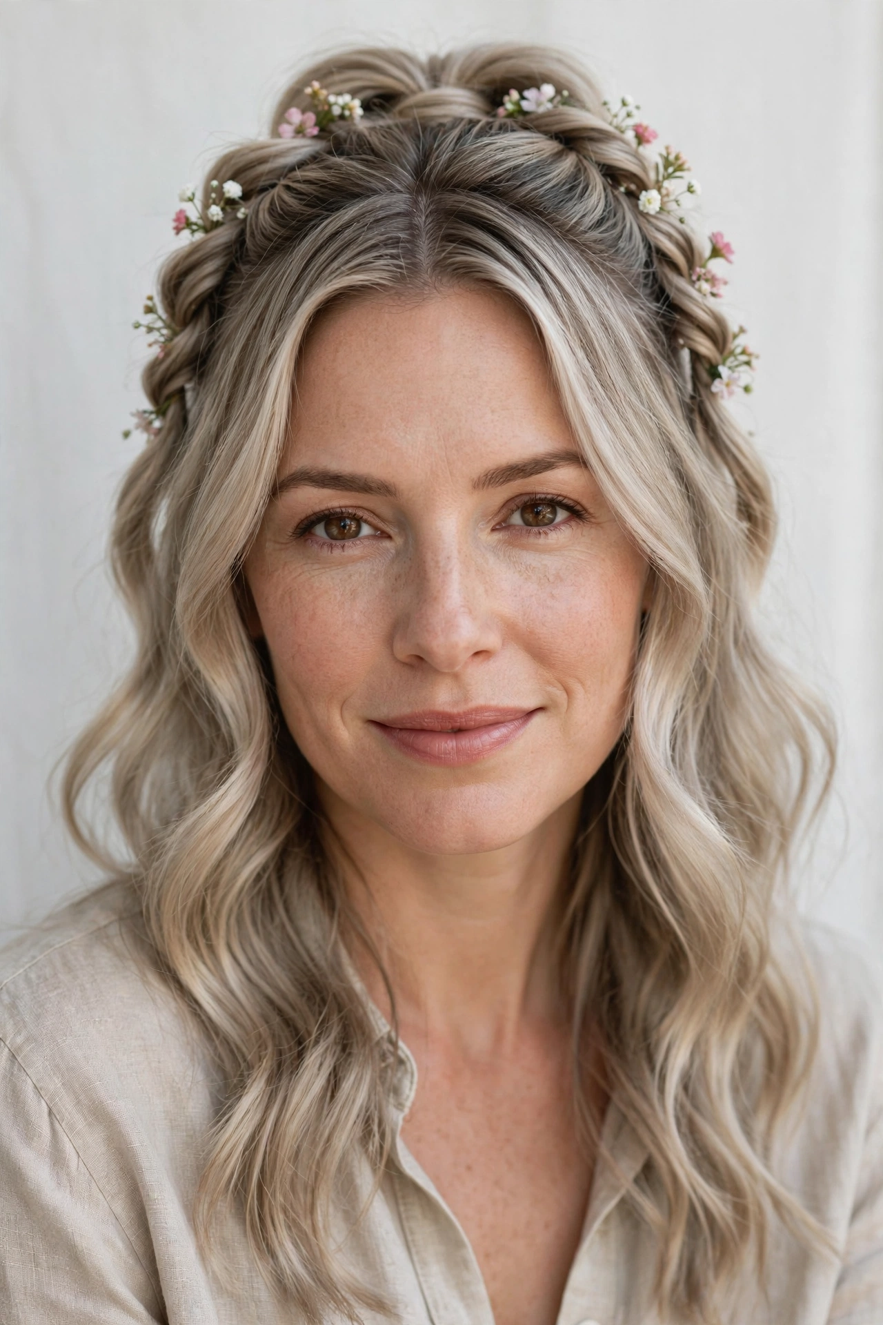 22 Valentine Half Up Hairstyles for Women in Their 30s with Twisted Sections That Are Romantic, Chic and Easy to Wear 15 Valentine Half Up Hairstyles with Twisted Sections in ash blonde with a softly waved finish