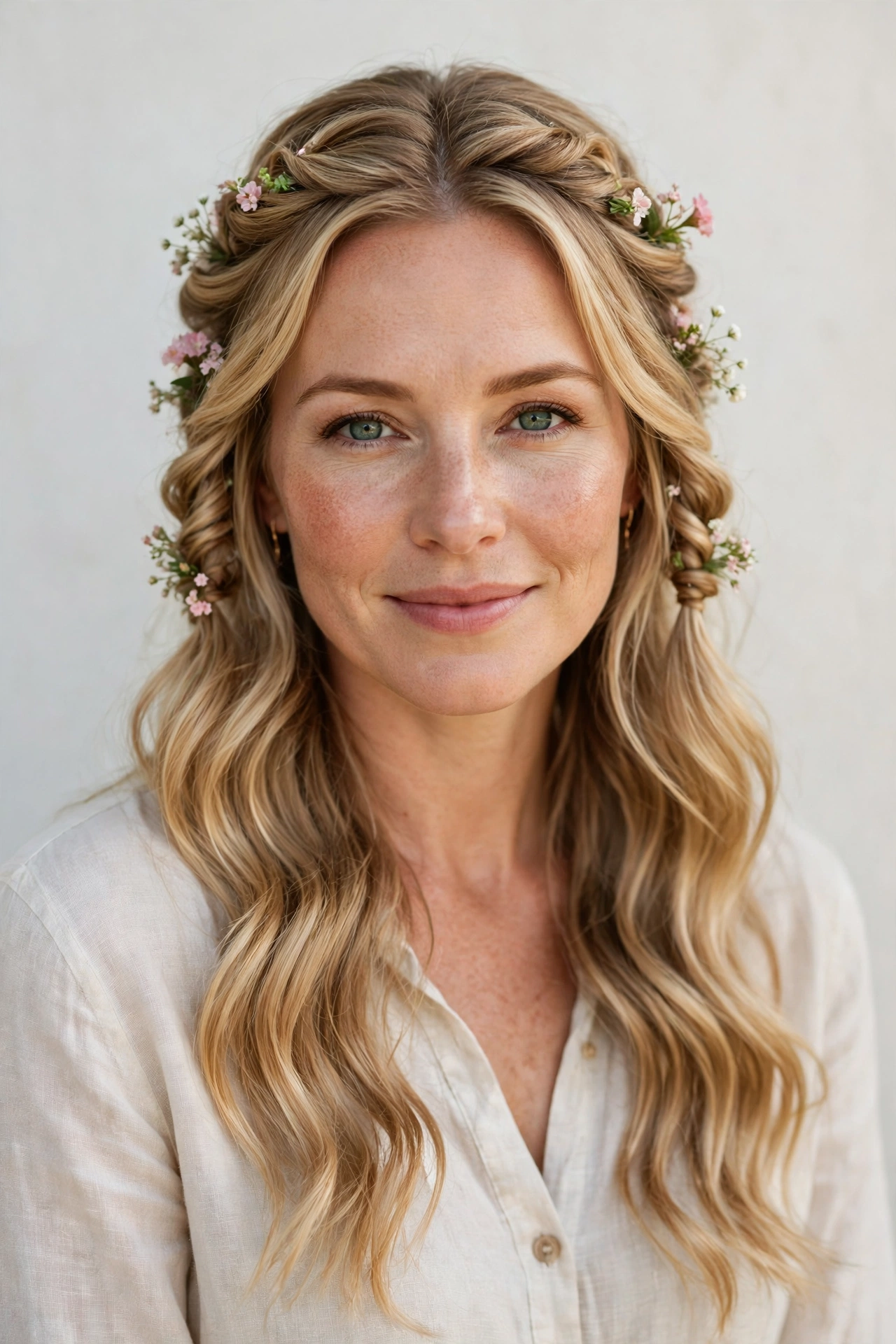22 Valentine Half Up Hairstyles for Women in Their 30s with Twisted Sections That Are Romantic, Chic and Easy to Wear 23 Valentine Half Up Hairstyles with Twisted Sections in honey blonde with a softly waved finish