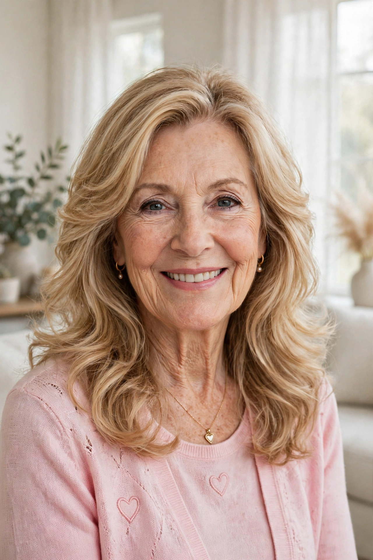 soft waves with feathered layers in honey blonde with soft movement