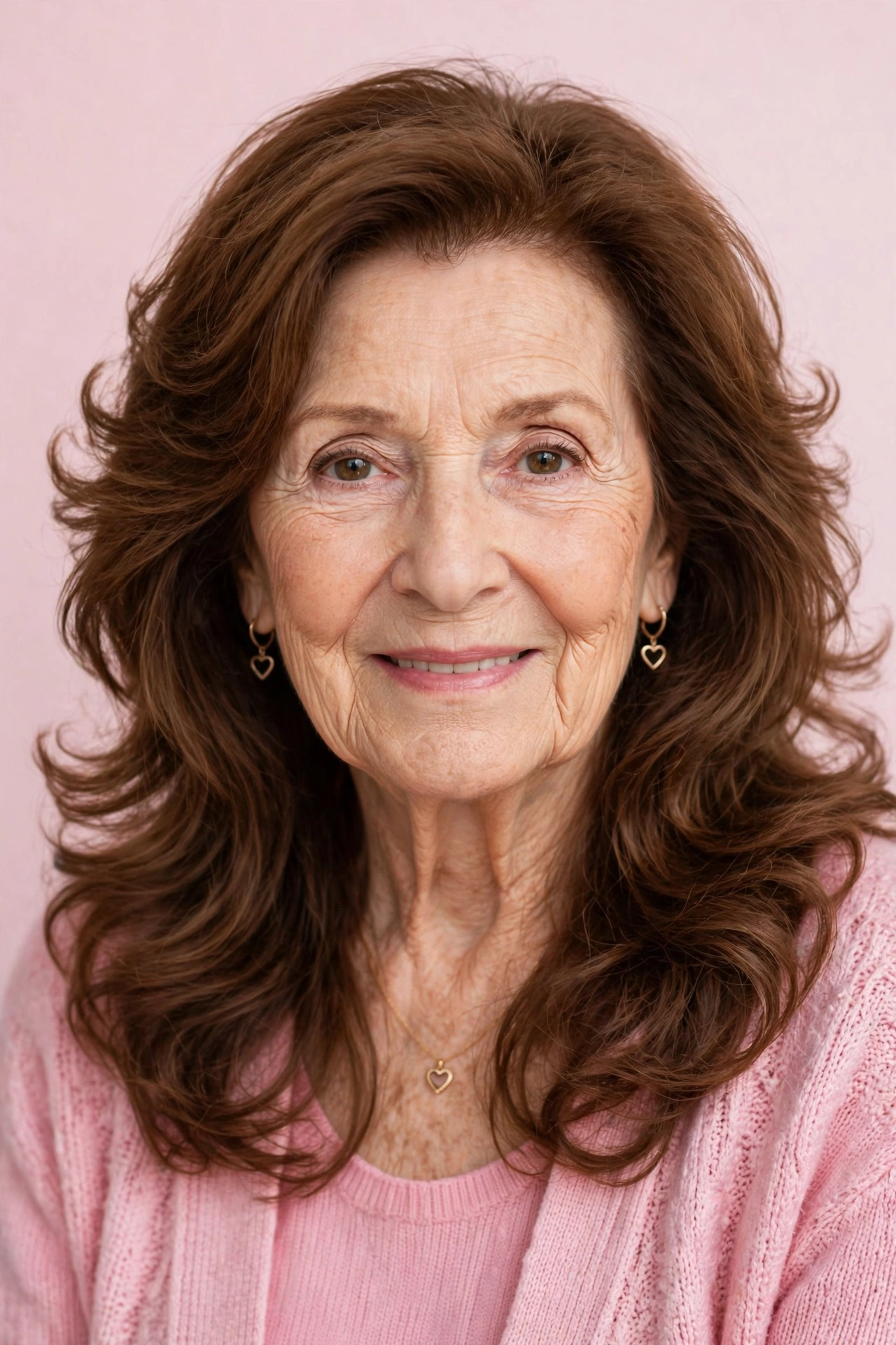 soft waves with feathered layers in chestnut brown with soft movement