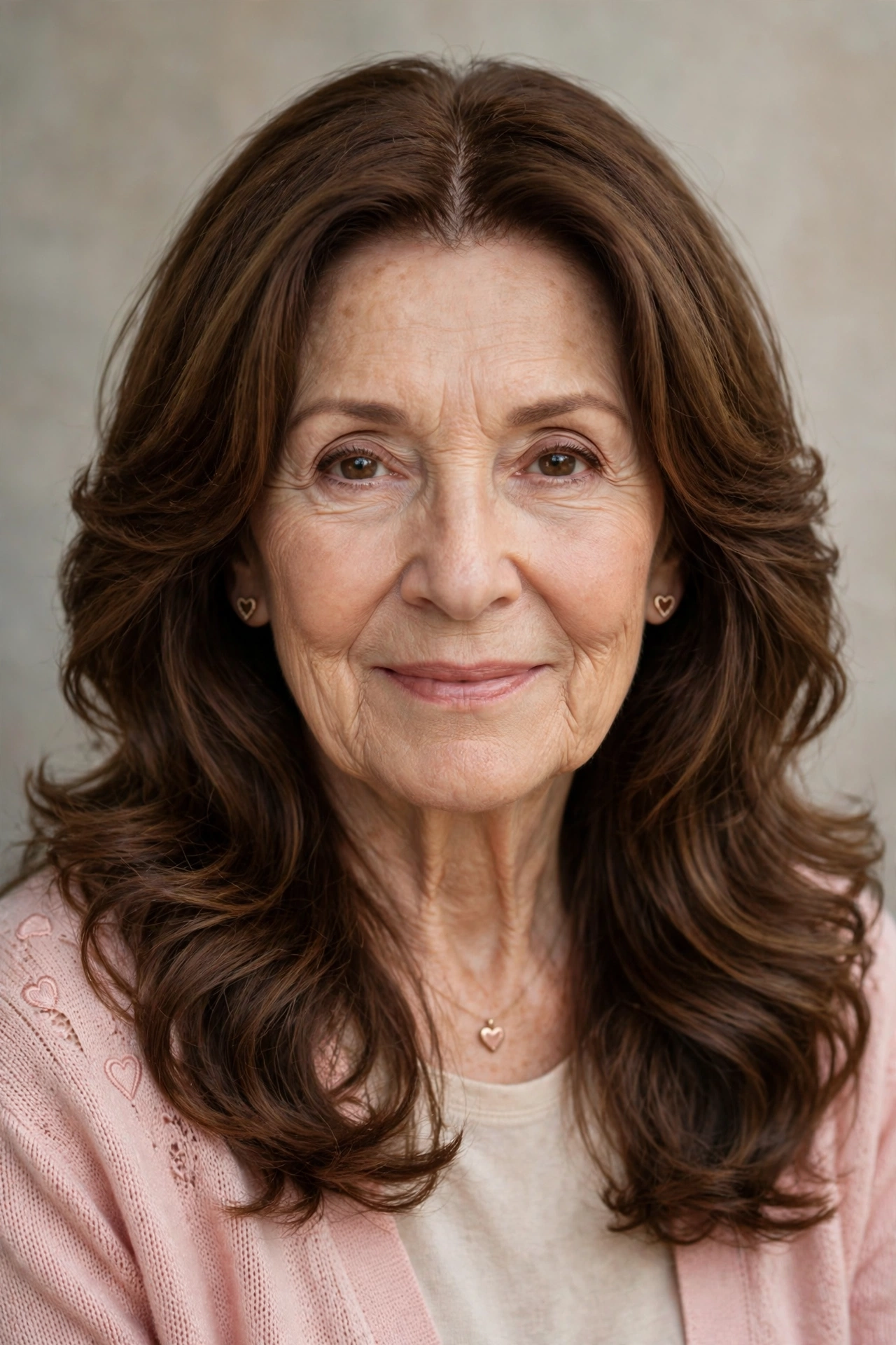 soft waves with long layers in chestnut brown with centre part