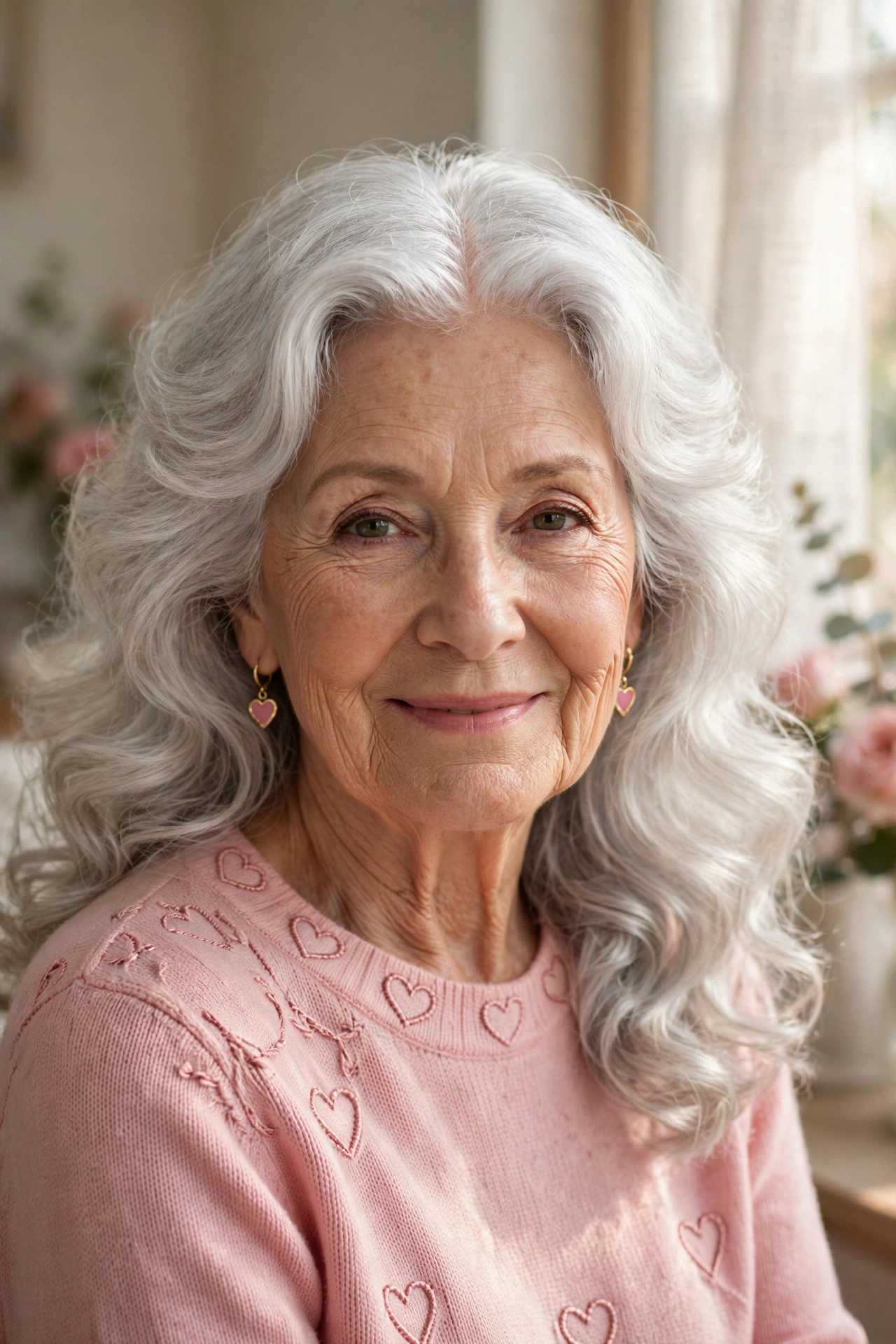 soft silver waves with volume in bright silver with centre part
