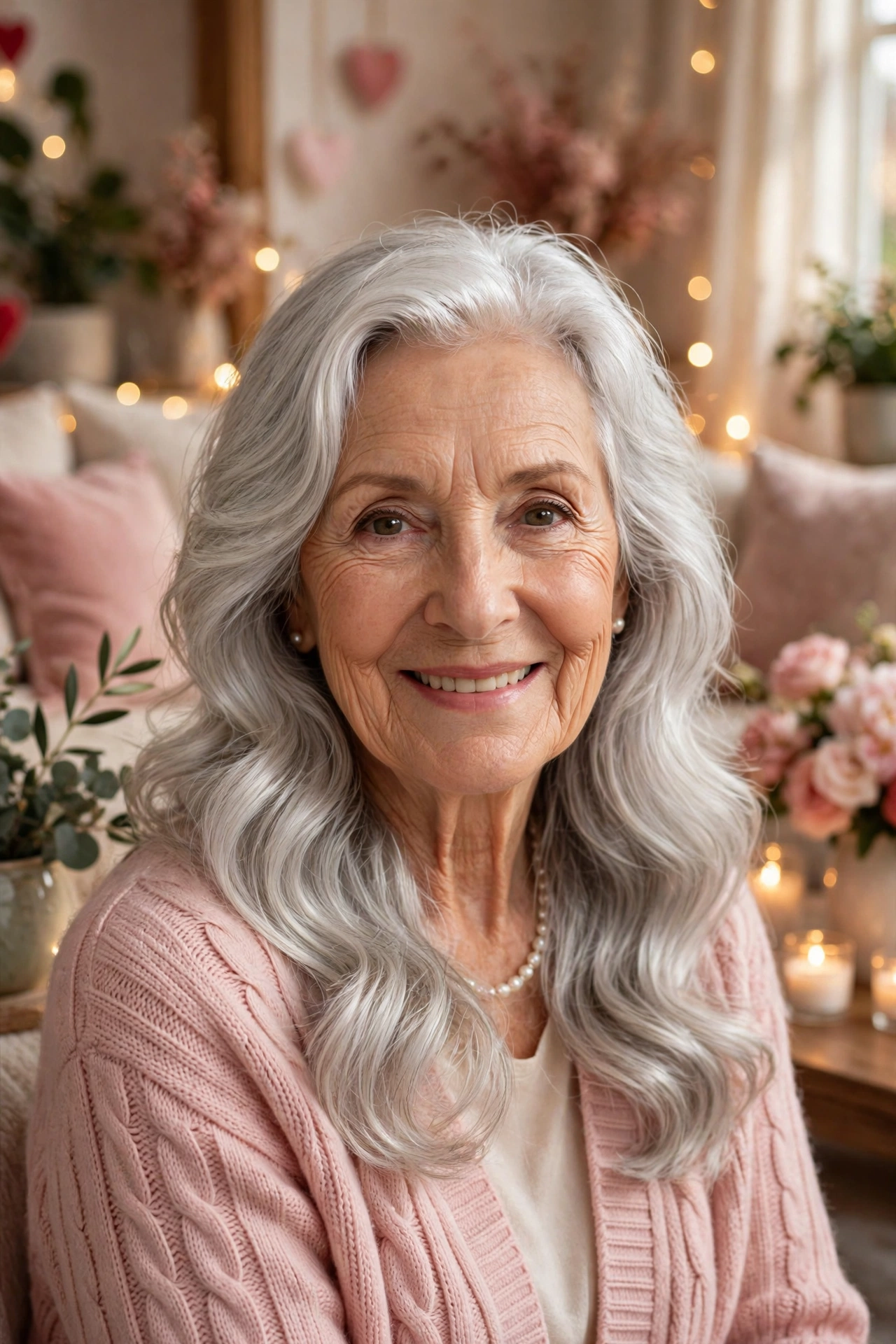 soft silver waves with shine in pearl silver with celebration glow