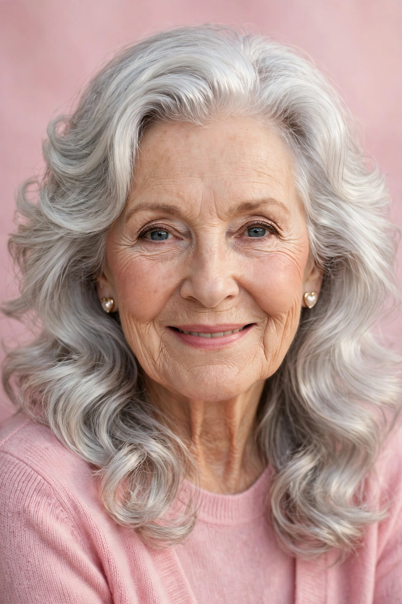 soft silver waves with volume in pearl silver with glossy finish