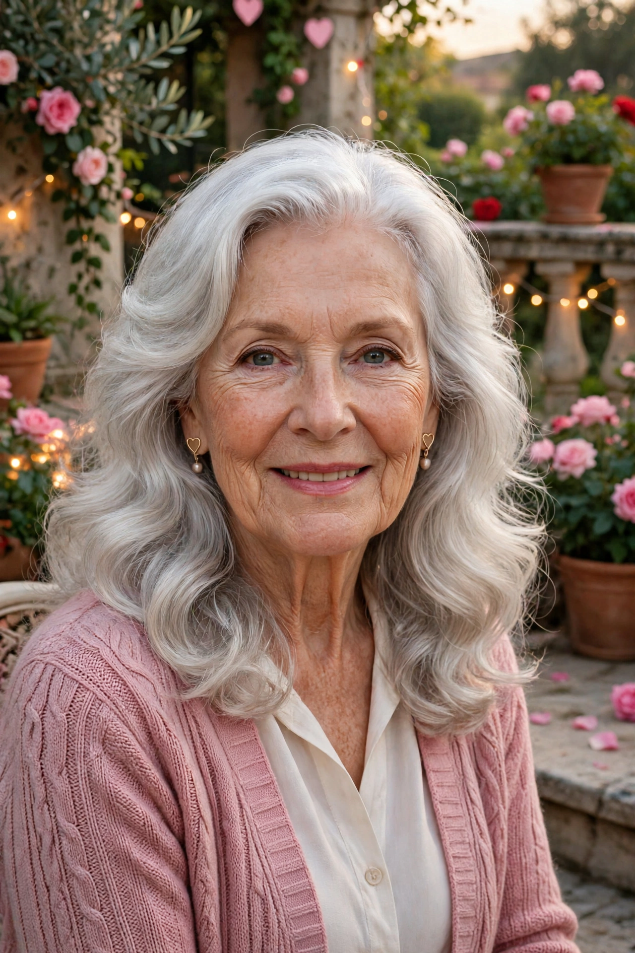 soft silver waves with volume in silver white with high shine