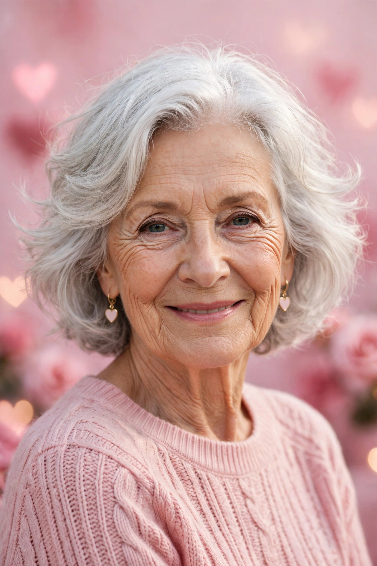 soft silver waves with a short cut in silver white with soft movement