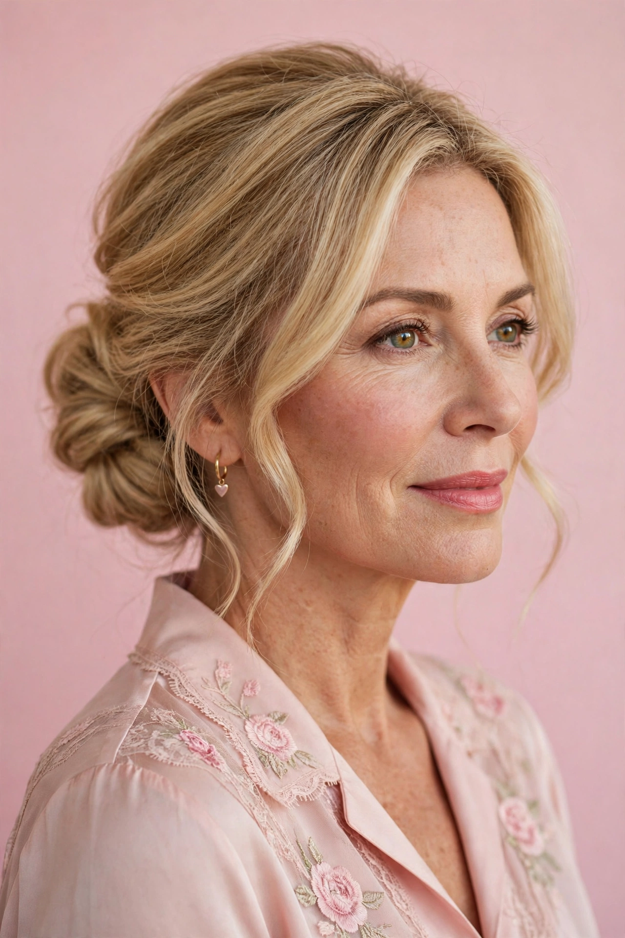 volumised soft knot for fine hair in honey blonde with evening fullness