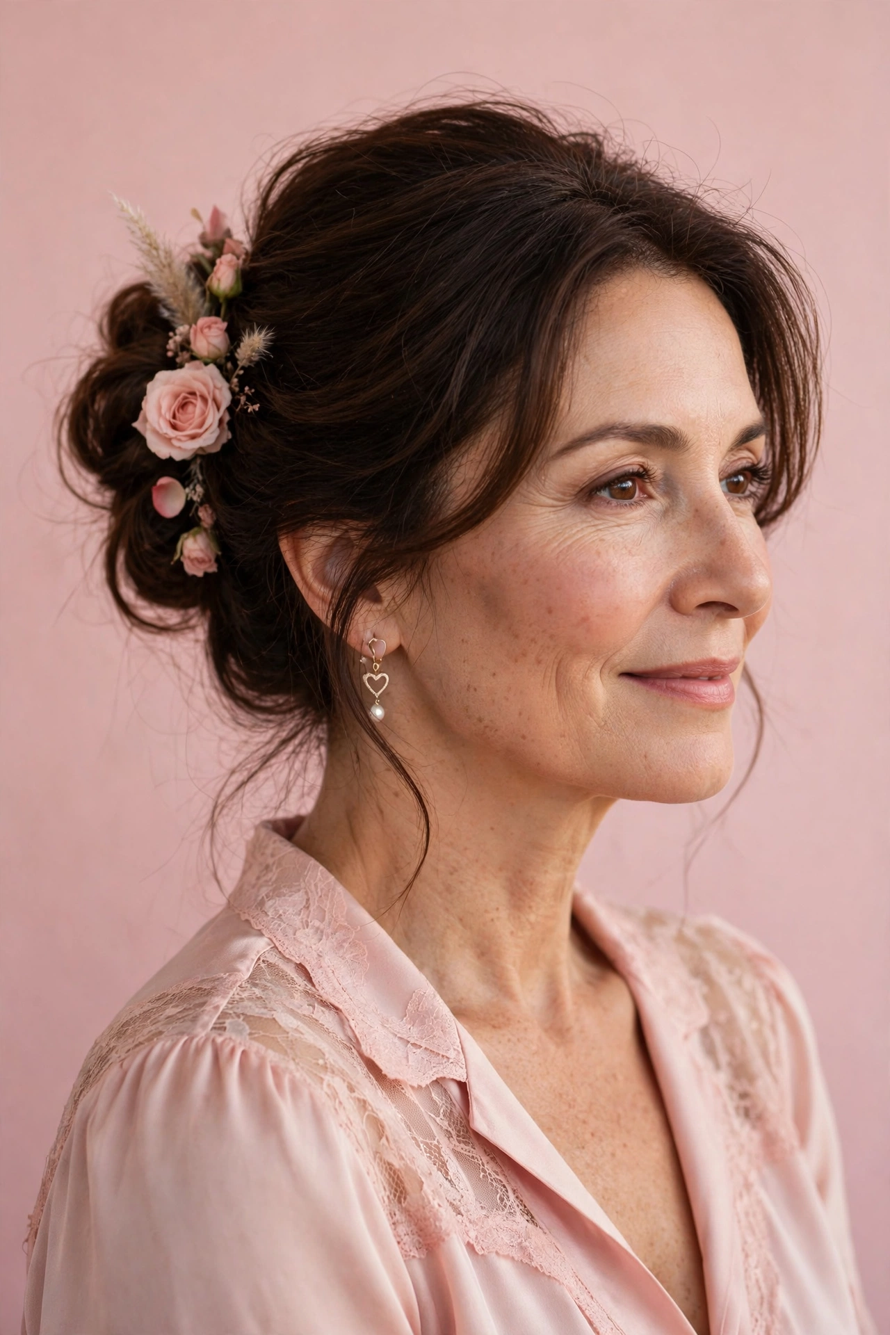 volumised soft knot for fine hair in dark chocolate brown with evening fullness