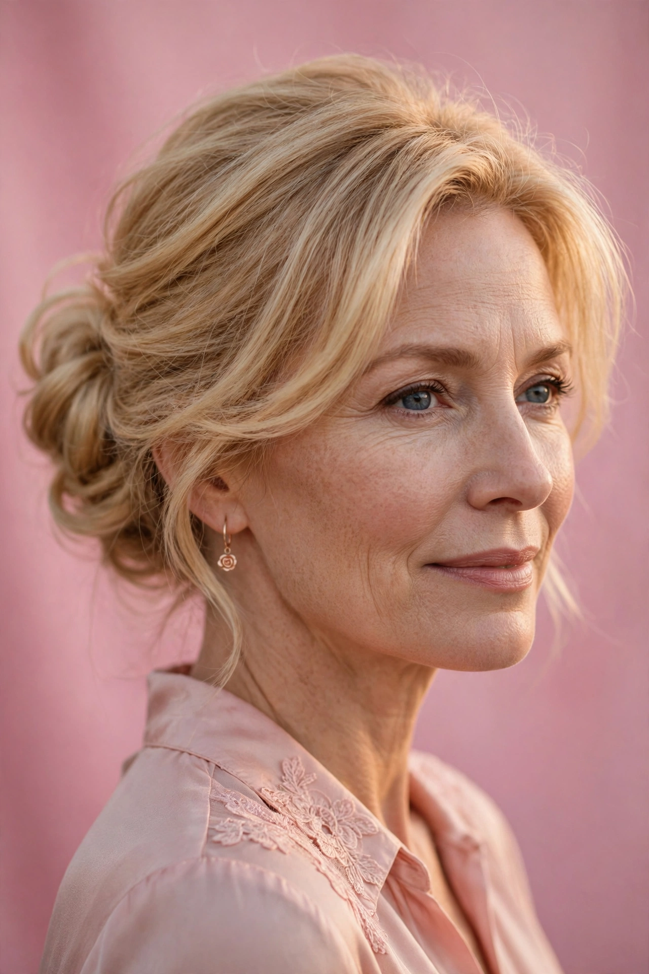 volumised soft knot for fine hair in golden blonde with evening fullness