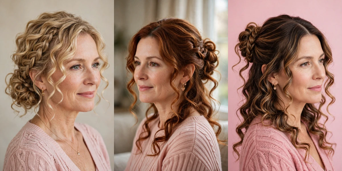 40 Valentine Updos for Women Over 40 with Loose Curls and a Braided Detail That Are Truly Romantic