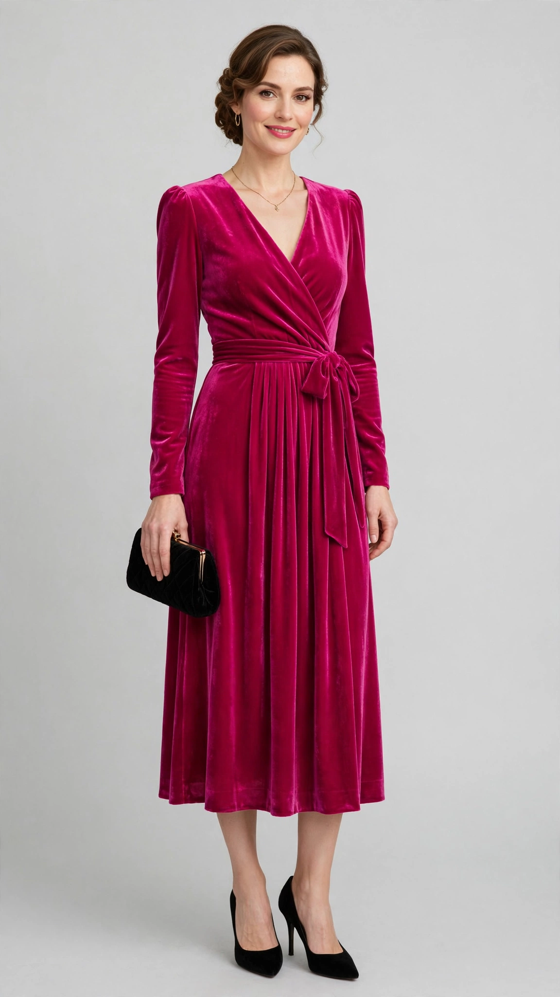 Velvet Midi Dress Outfit 32