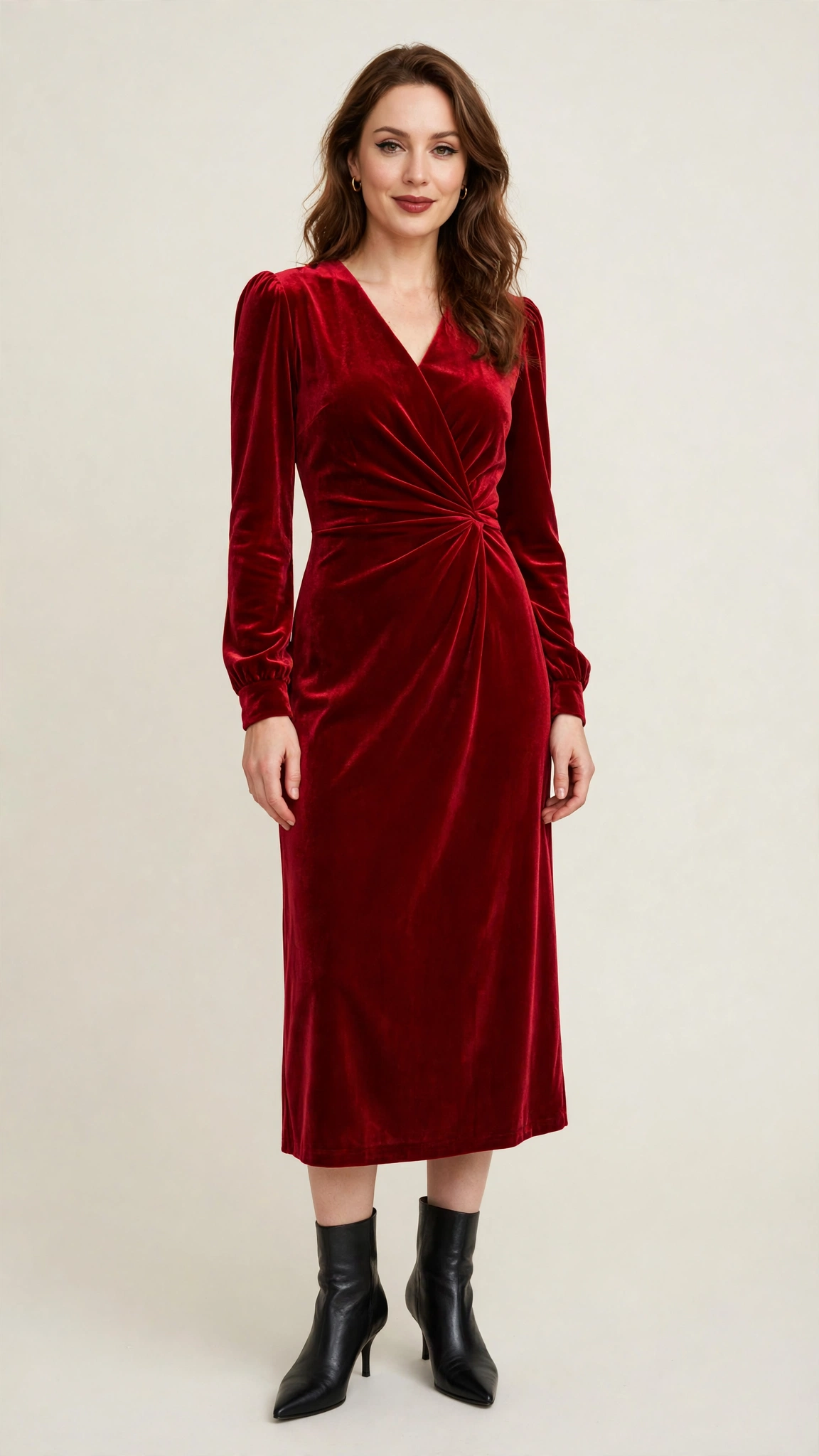Velvet Midi Dress Outfit 37